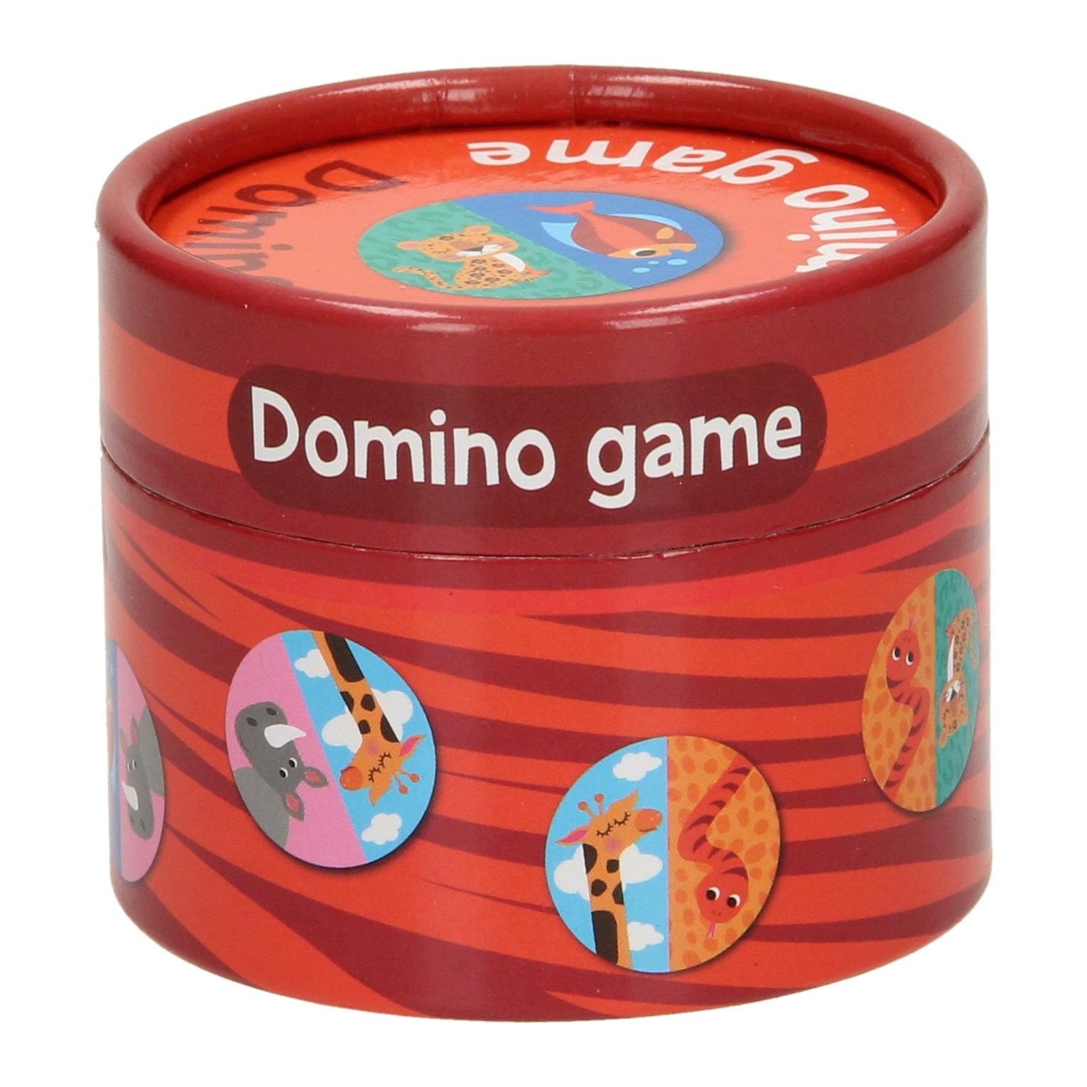 Domino-Tiere in runder Aufbewahrungsbox