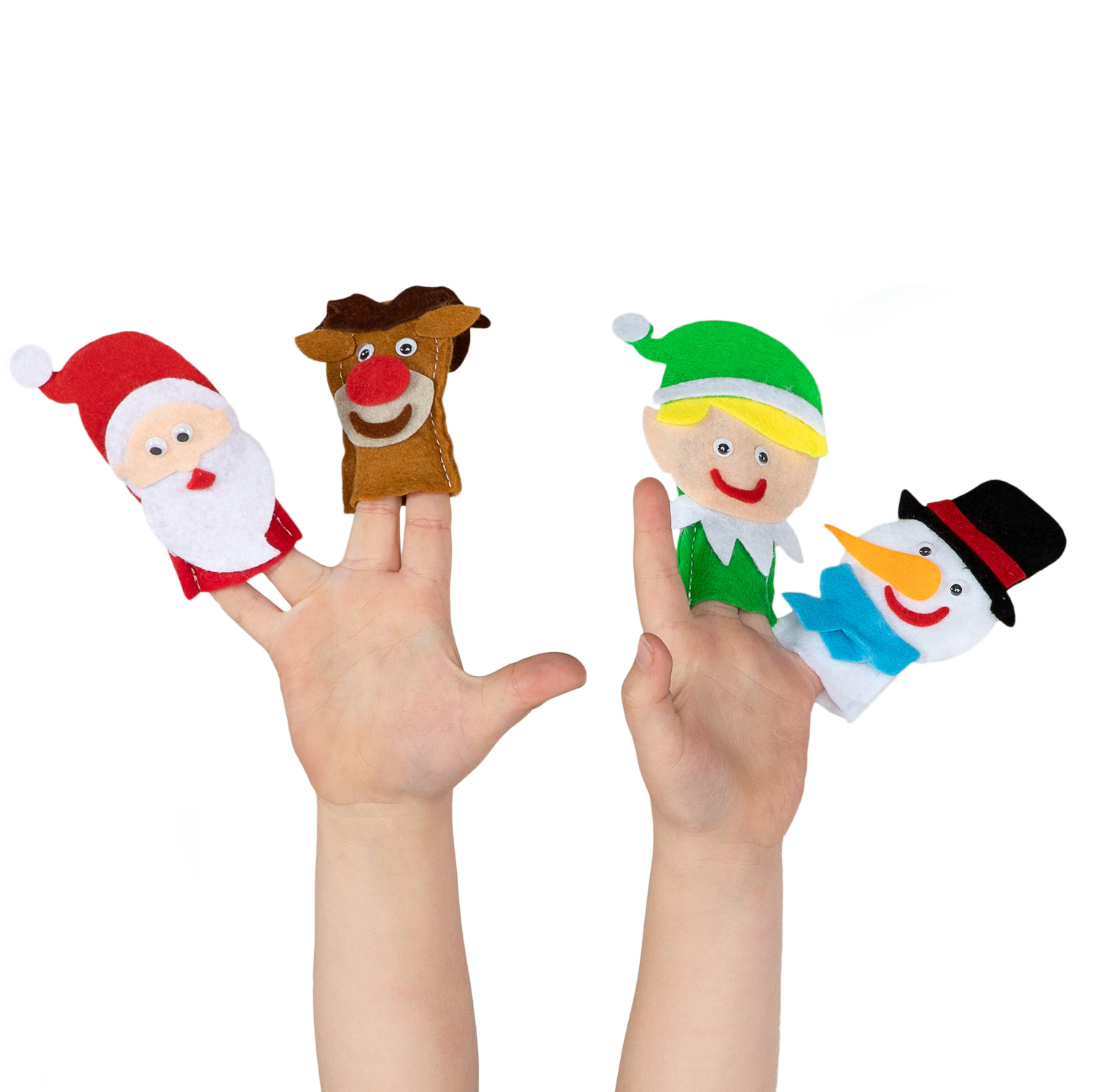 Basteln Sie Ihre eigenen Filz-Fingerpuppen Weihnachten, 4 Stück.