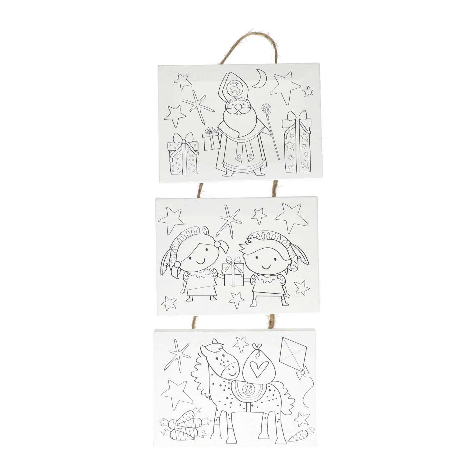 3 Mini canvas Sinterklaas | Schoencadeau | Sint-tip | Kerst-tip