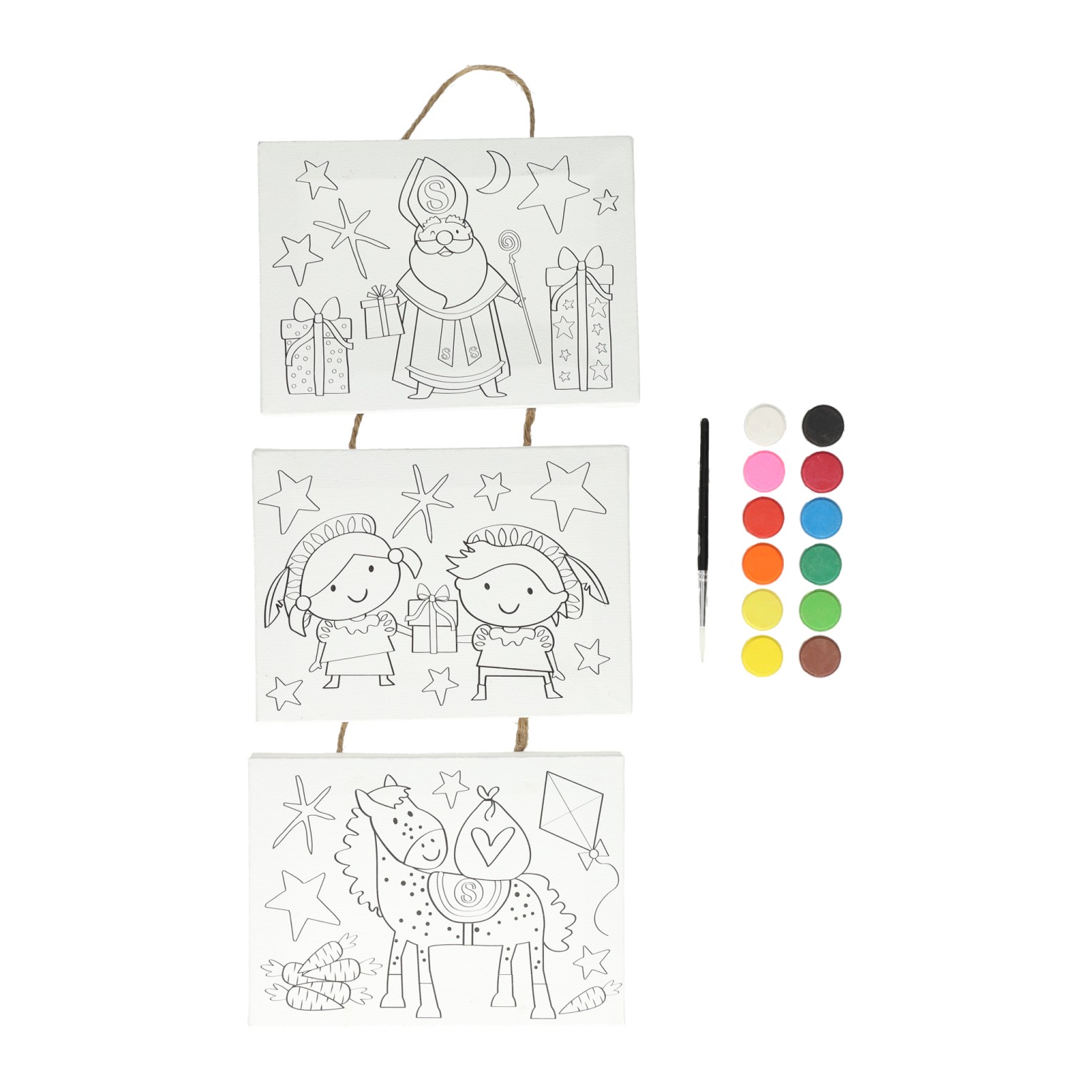 Kit de peinture Canvas Collage Sinterklaas, 3 pcs.