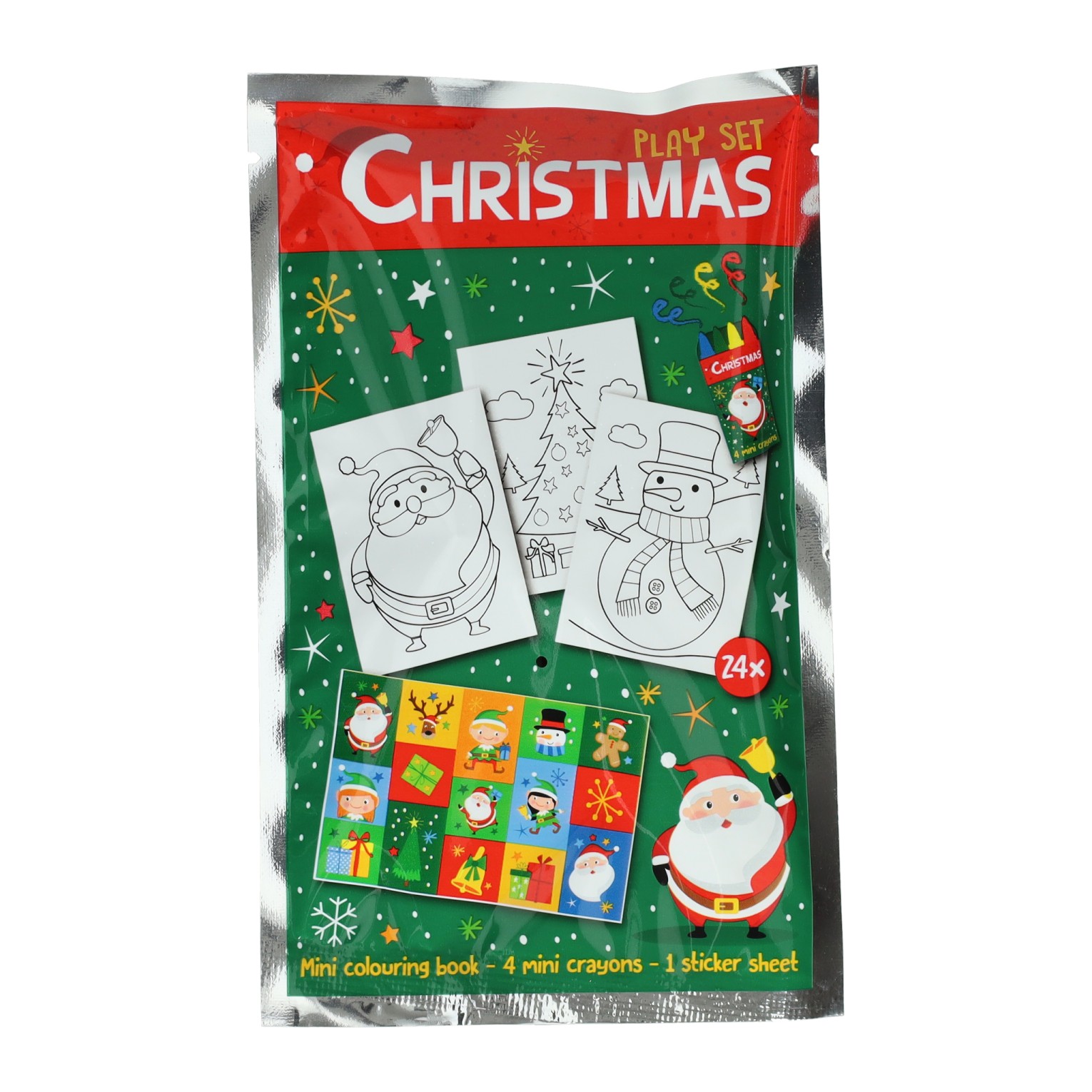 Traktatiesetje Kerstmis Kleurset met Krijtjes en Stickers