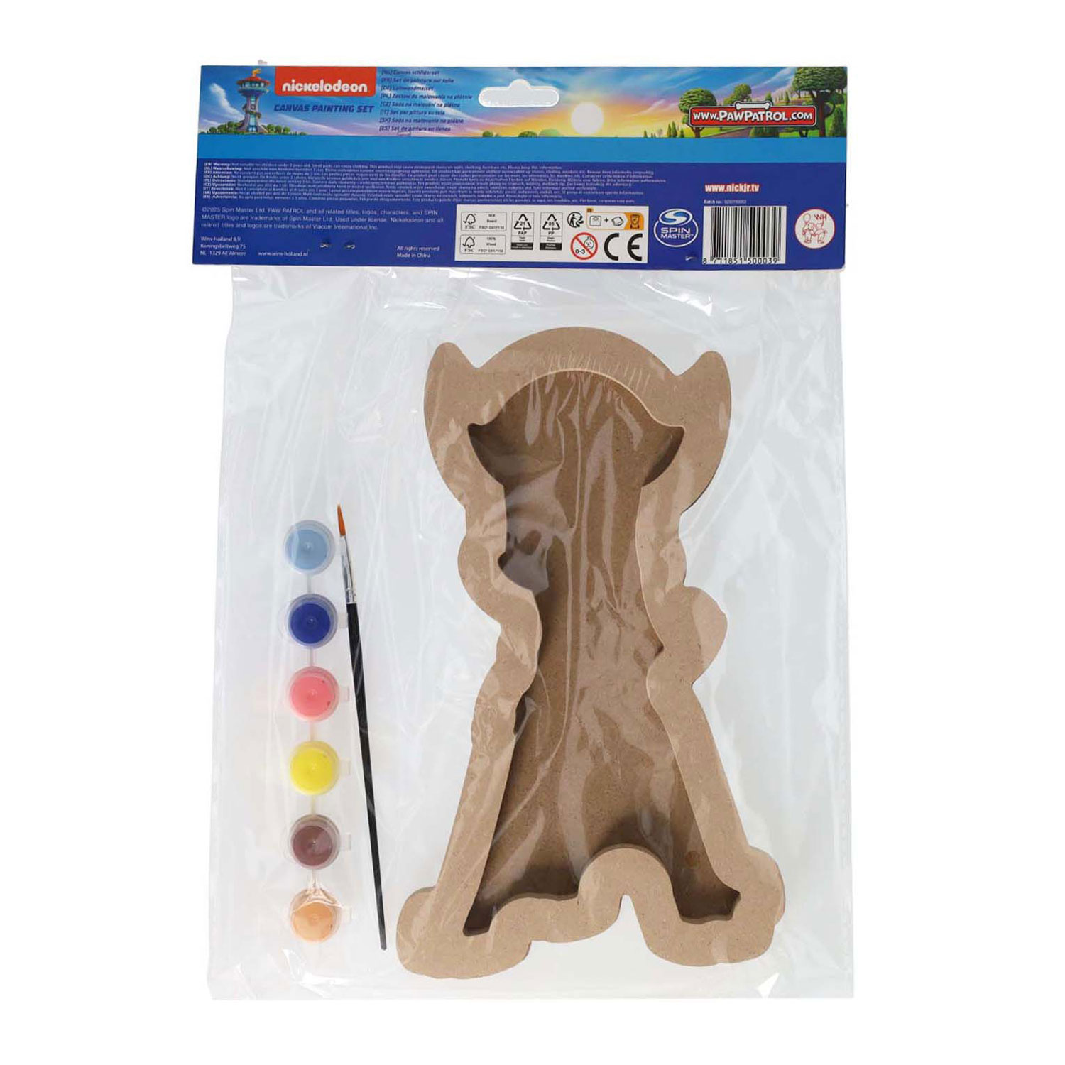 Peinture sur toile Pat' Patrouille - Chase - avec pinceau et 6 couleurs de peinture