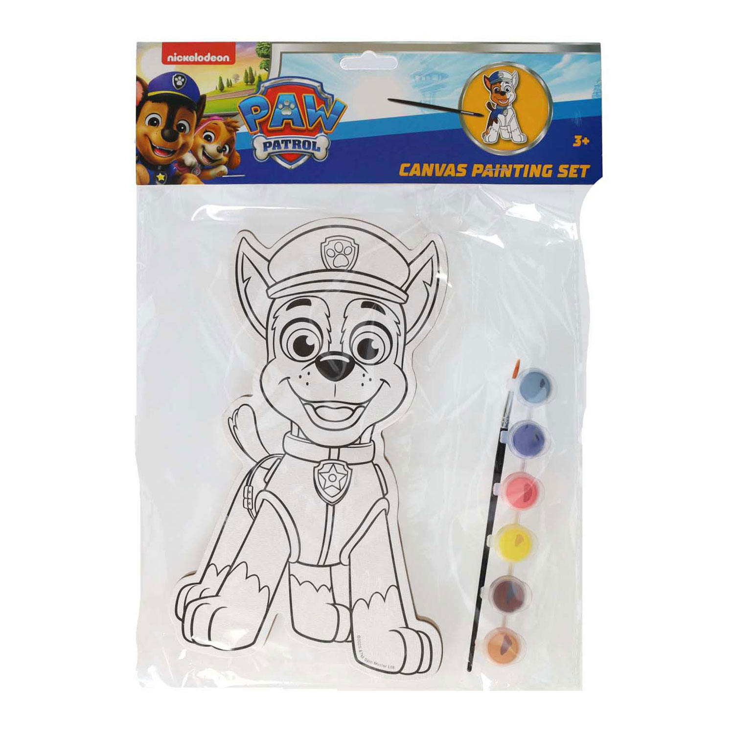 Peinture sur toile Pat' Patrouille - Chase - avec pinceau et 6 couleurs de peinture