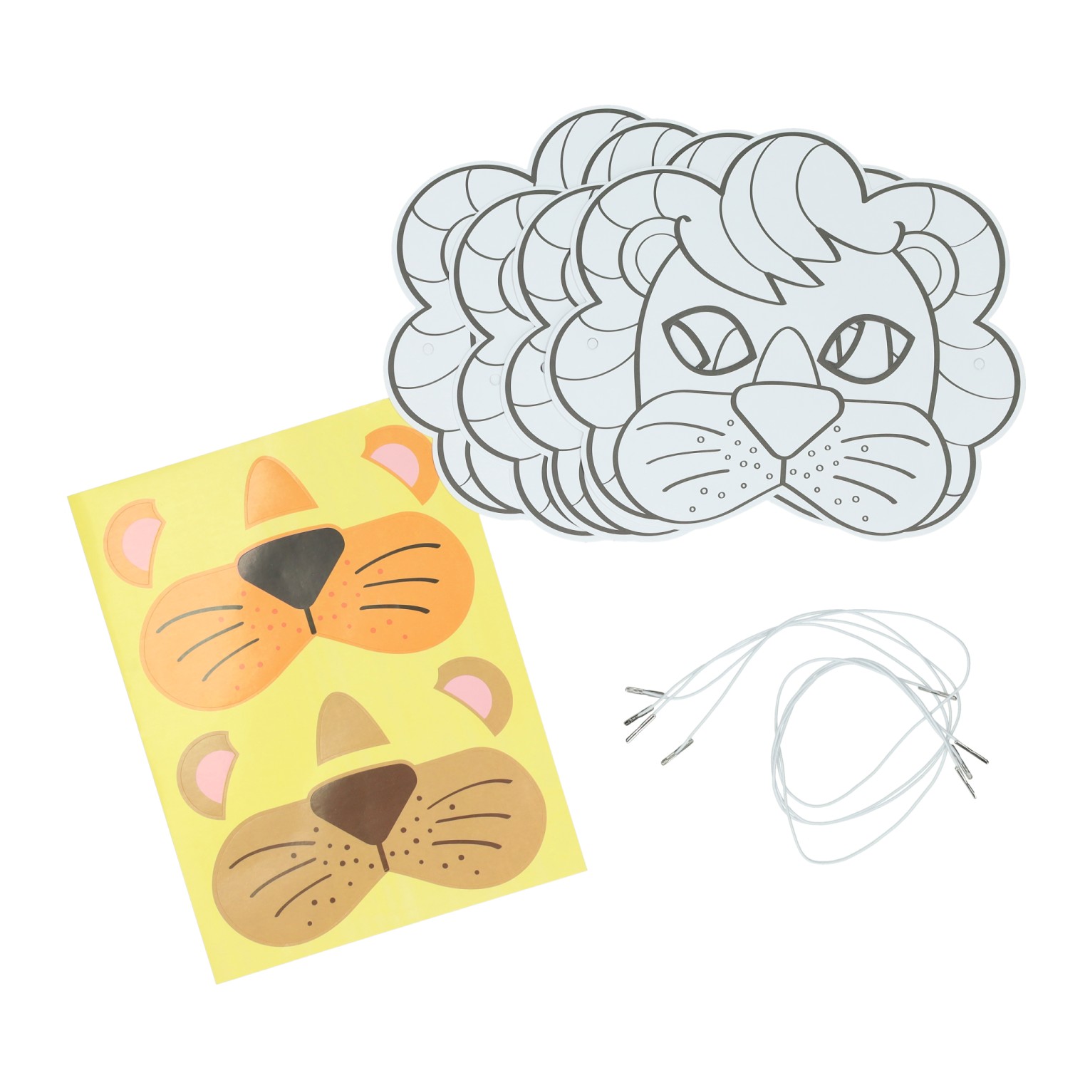 Kleur je eigen Masker Leeuw - 4 Maskers