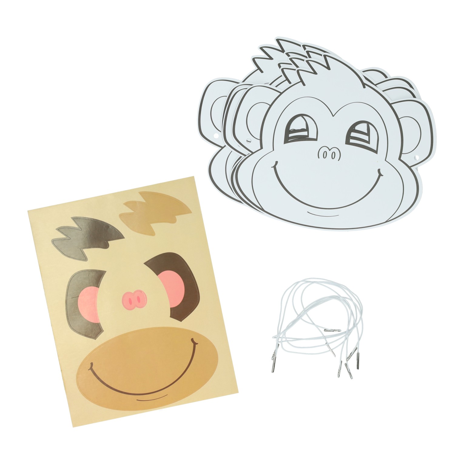 Kleur je eigen Masker Aapje - 4 Maskers