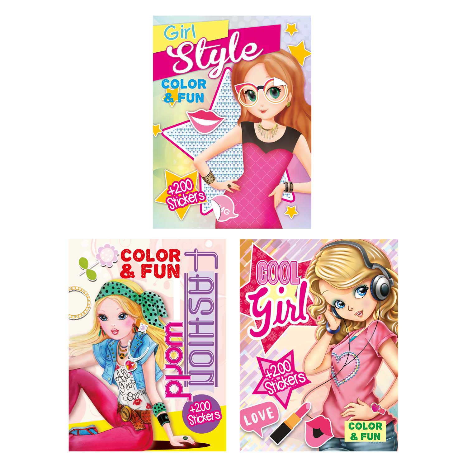 Color & Fun Malbuch für Mädchen mit 200 Aufklebern