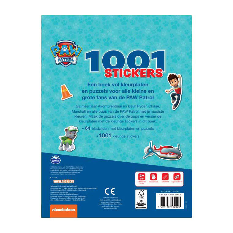 Livre d'autocollants Pat' Patrouille 1001