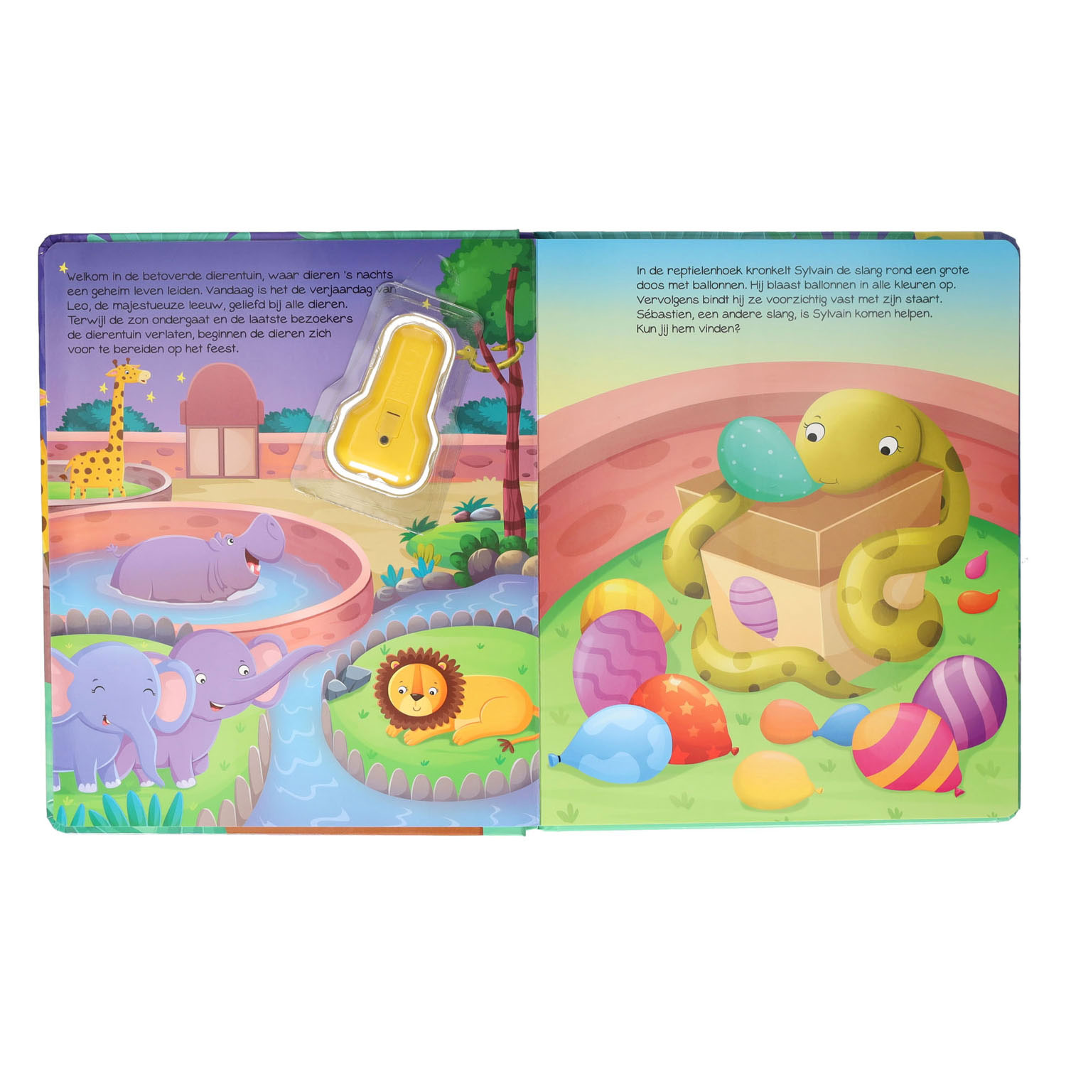 Livre cartonné avec lampe torche Zoo - 3 ans