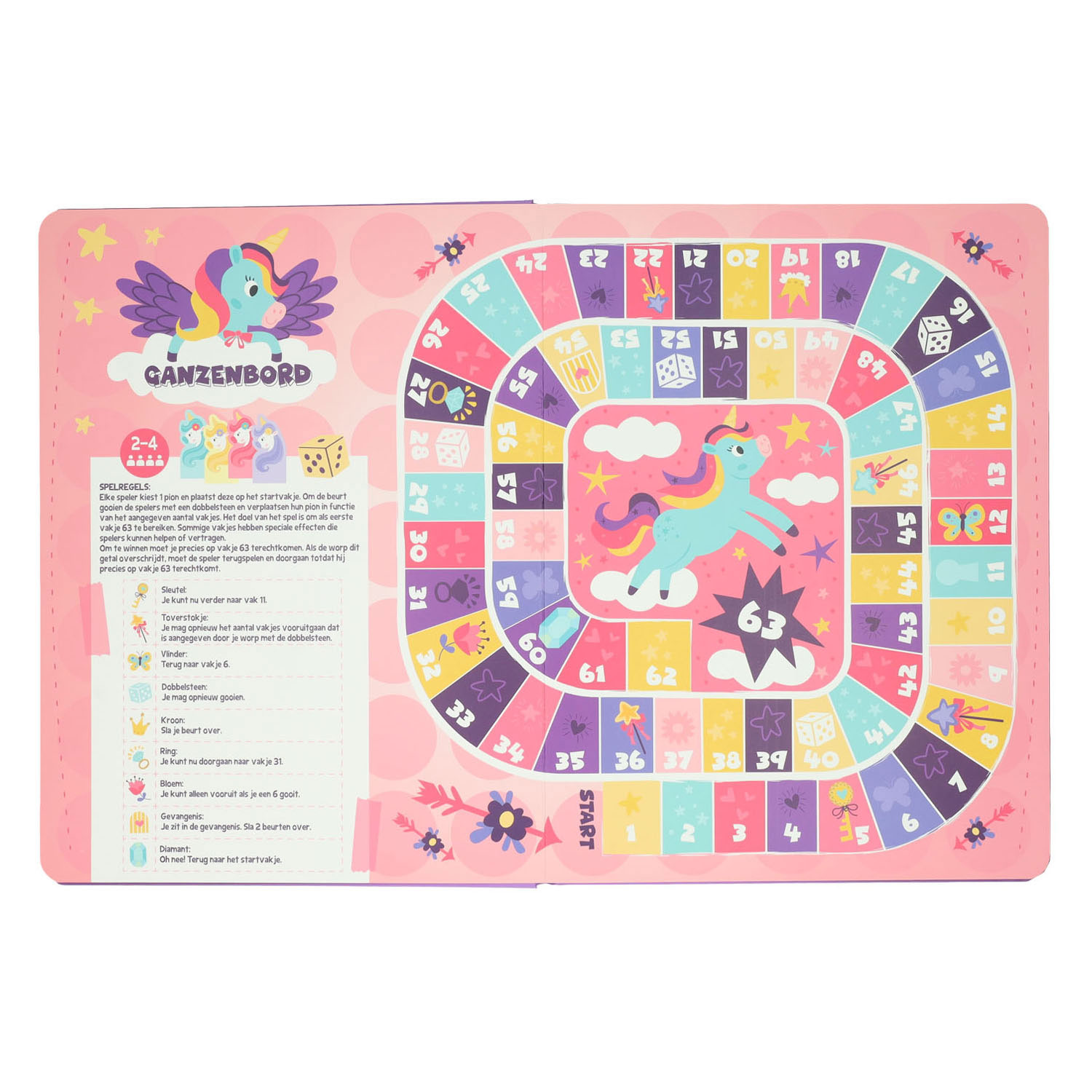 Livre de jeux de société 8 jeux Licorne - 3 ans.