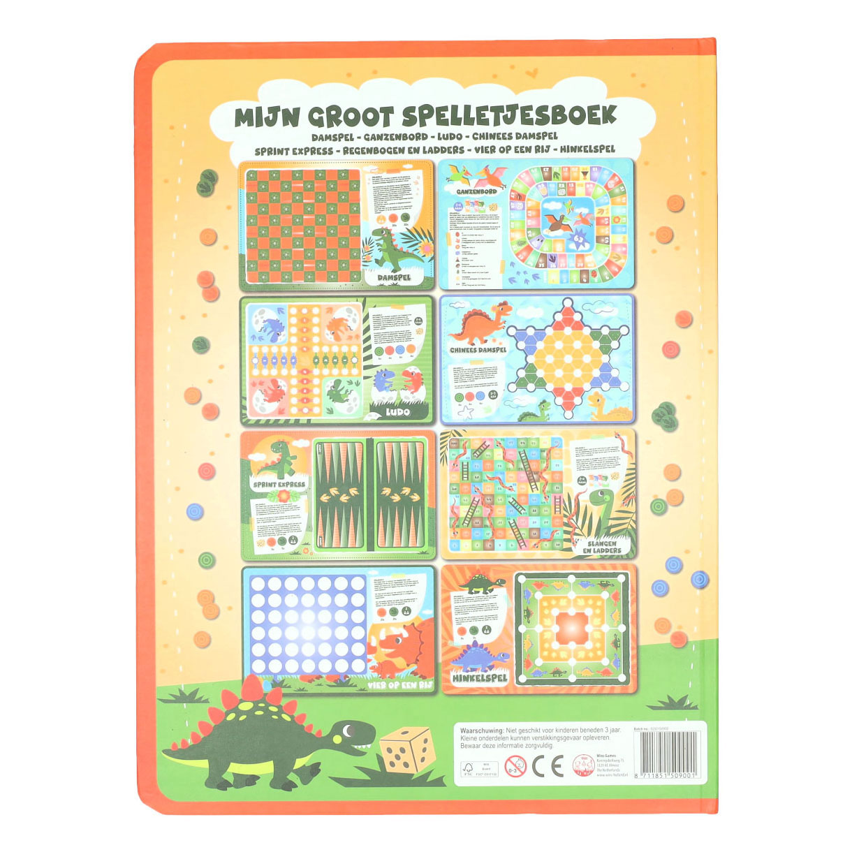 Livre de jeux de société : 8 jeux de dinosaures - 3 ans