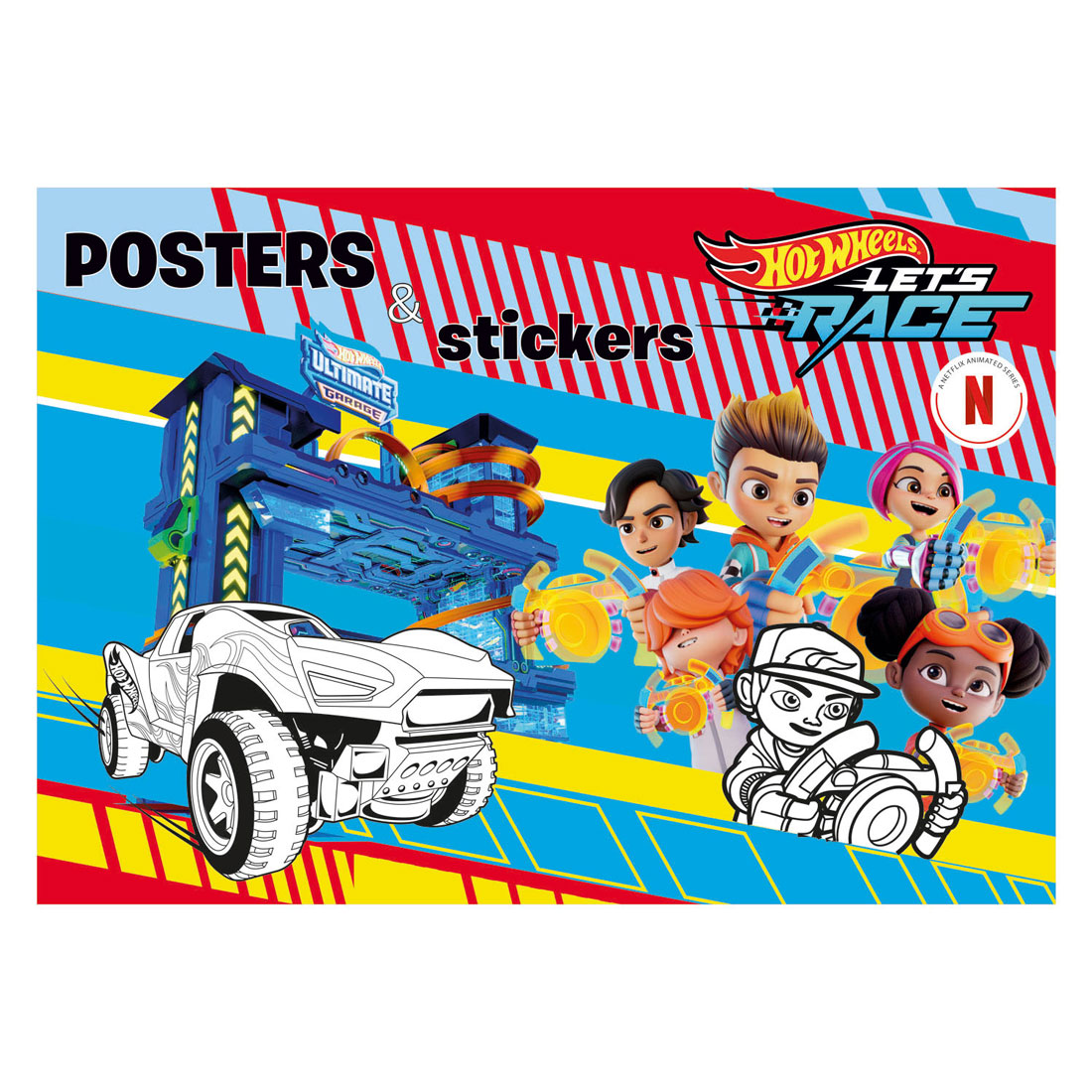 Hot Wheels Posterboek om te Kleuren met Stickers