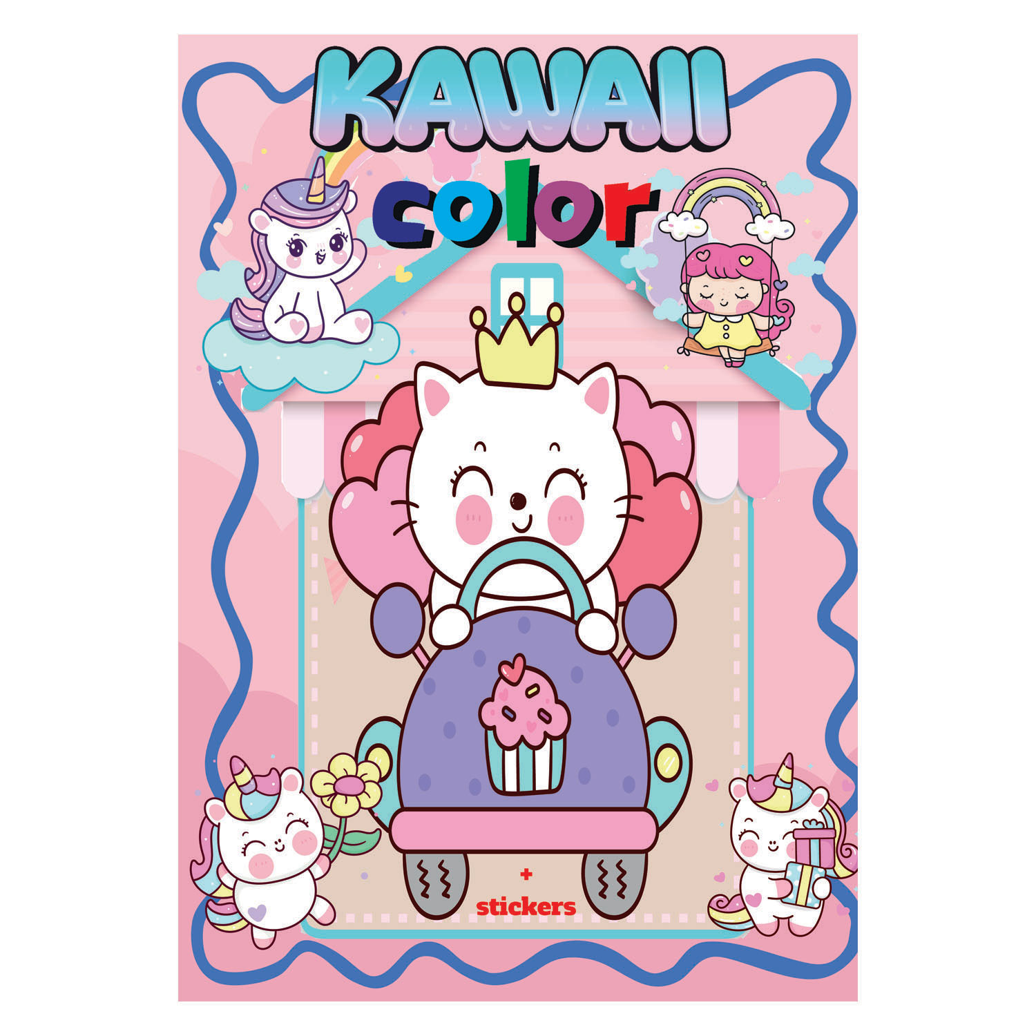 Kawaii Color + Stickers Kleurboek