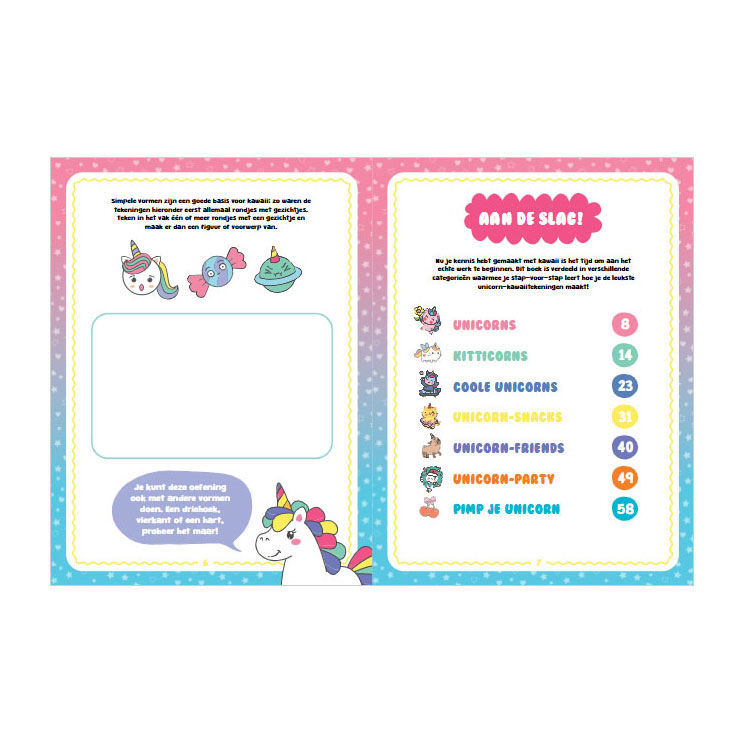 Kawaii Tekenen unicorns & friends