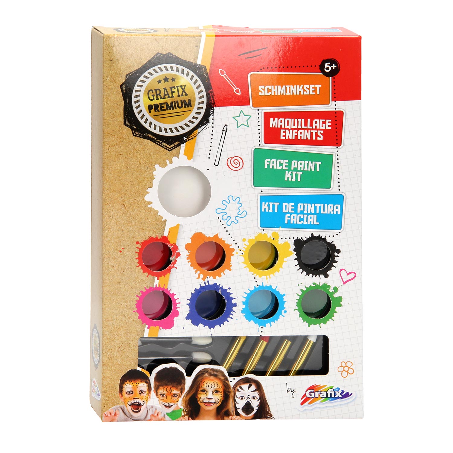Grafix Schmink set - schmink kinderen 16-delig | 9 kleuren - Creatief voor kinderen - Gezichtschmink set - Halloween