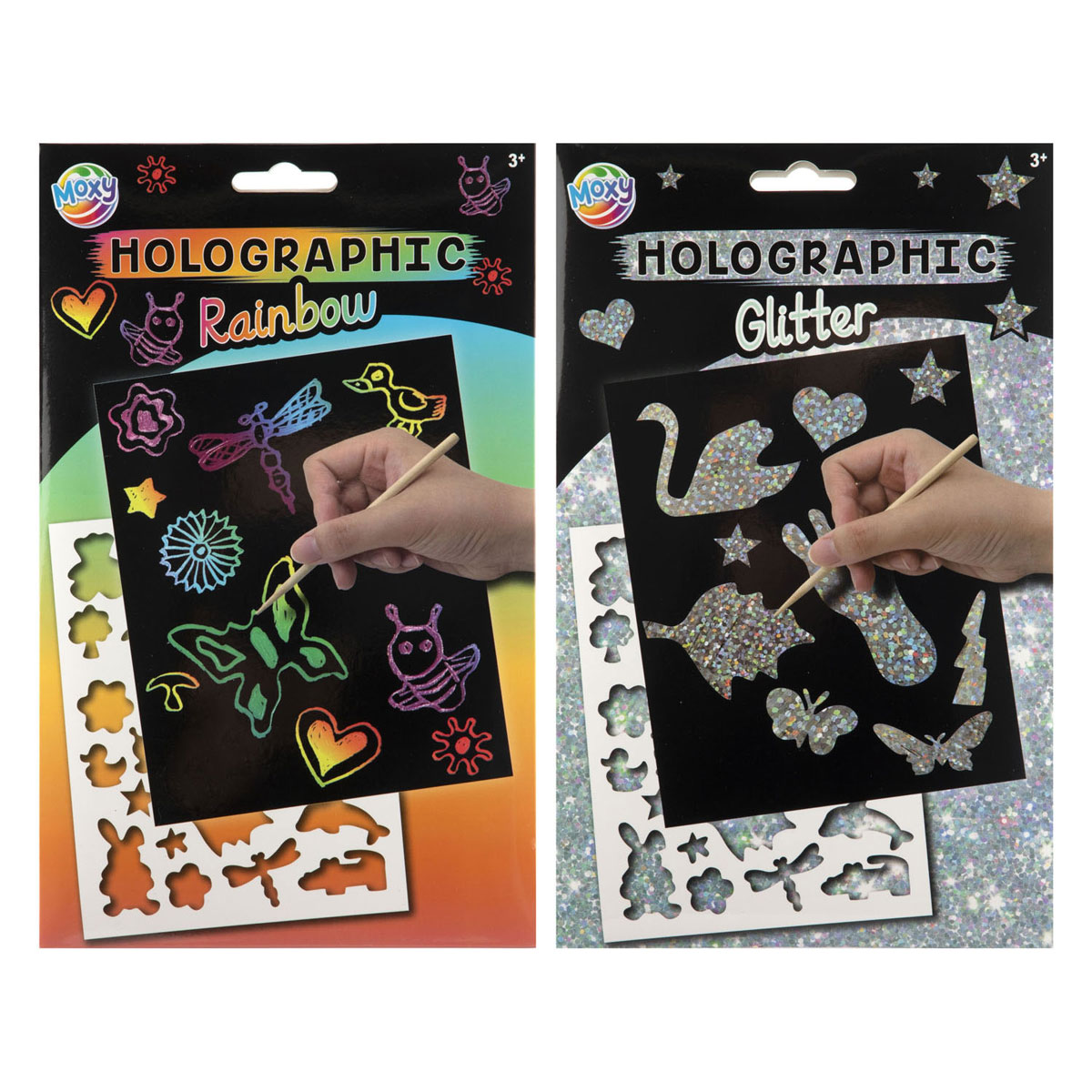 A5 Kraskaarten Glitter/Regenboog - 4 Kraskaarten