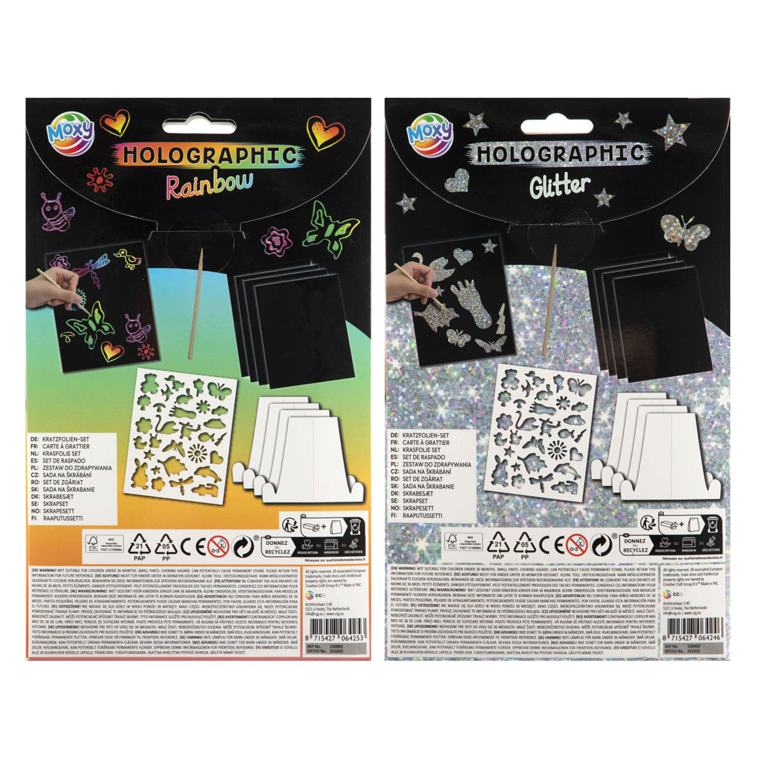 A5 Kraskaarten Glitter/Regenboog - 4 Kraskaarten
