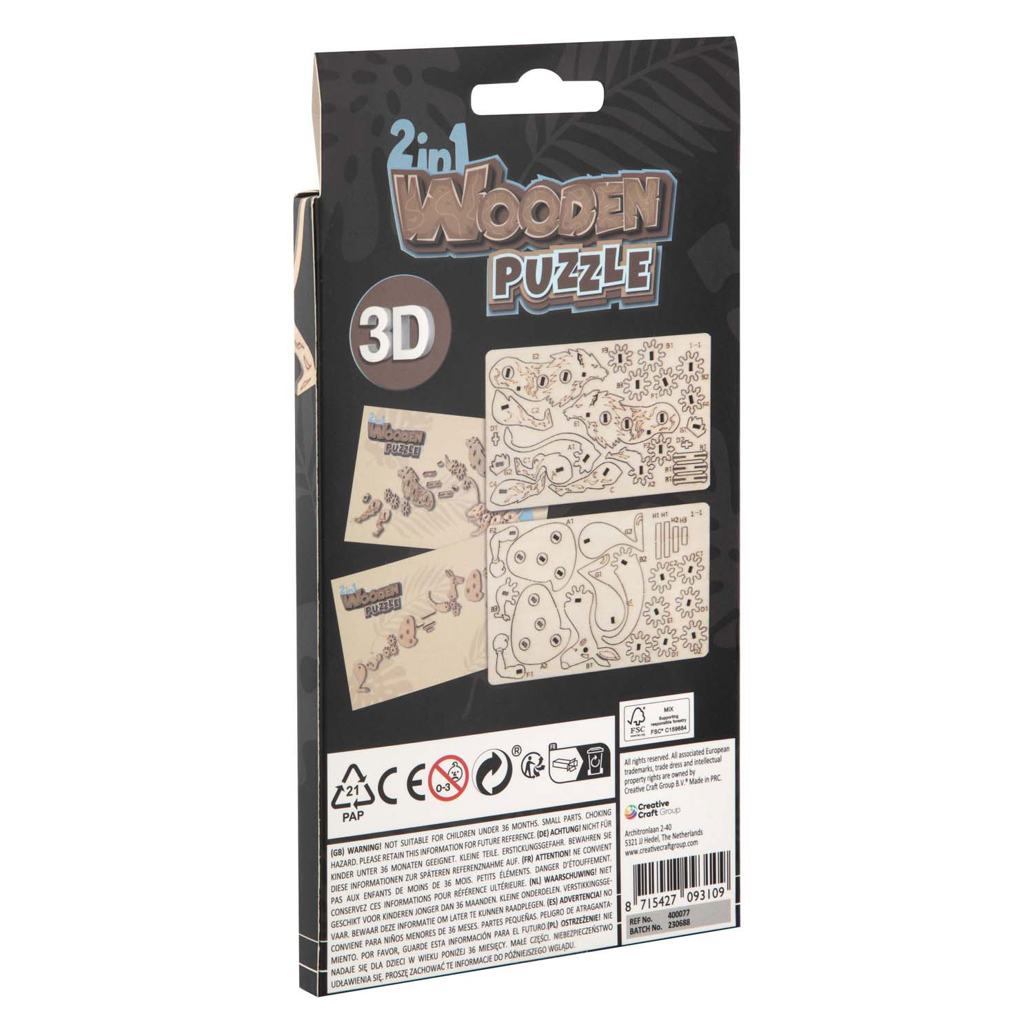 Kit de construction en bois 2 en 1 Puzzle 3D - Chien et Lapin