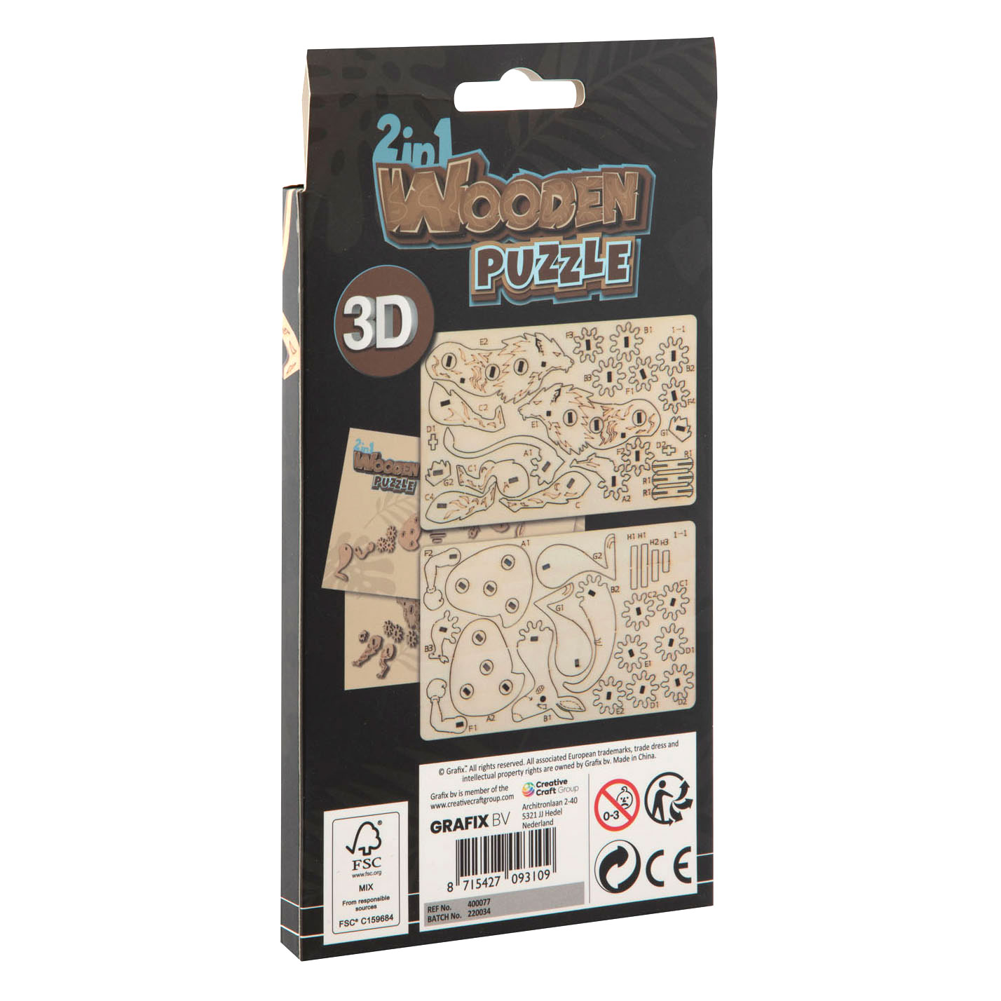 Kit de construction en bois 2 en 1 Puzzle 3D - Kangourou et Lion