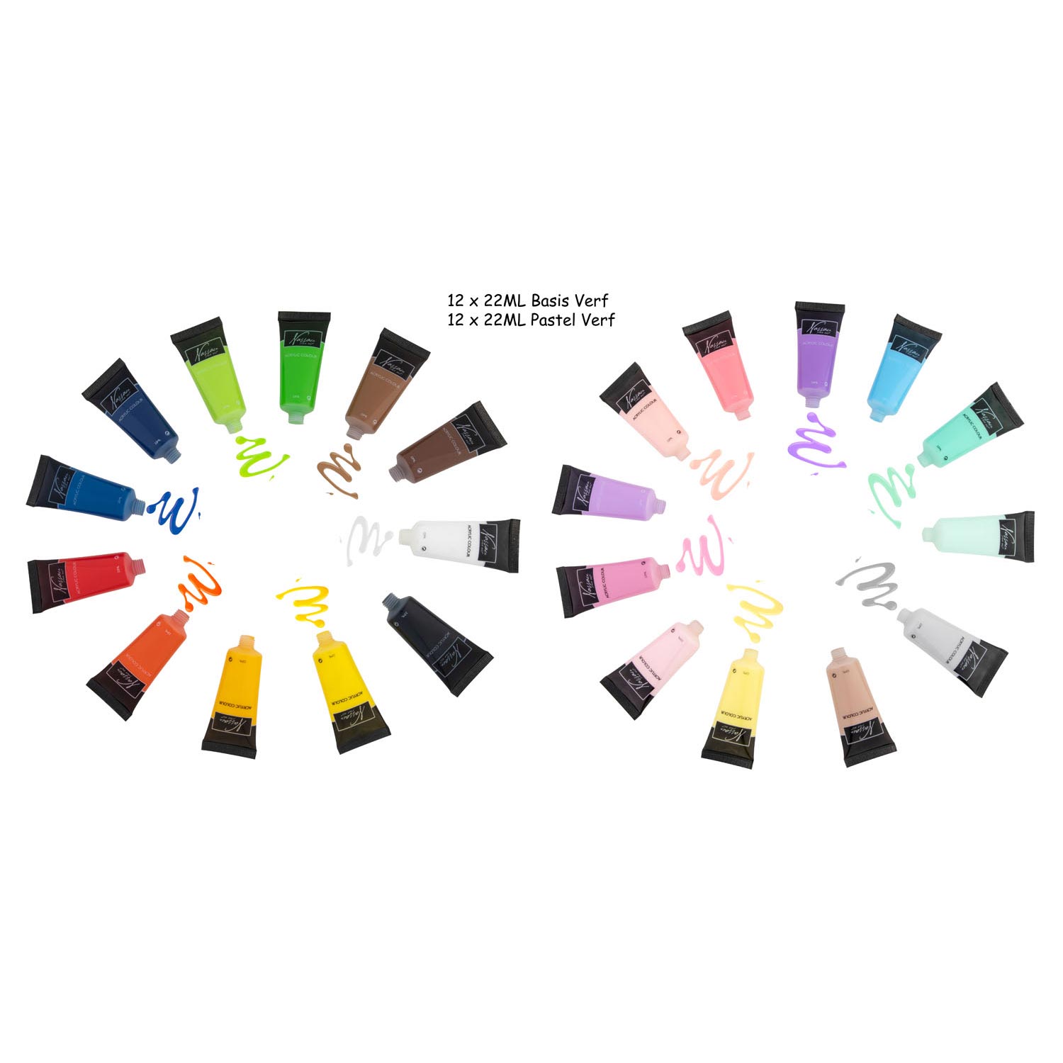 Nassau Acrylfarbe Grund- und Pastellfarben, 24x22ml