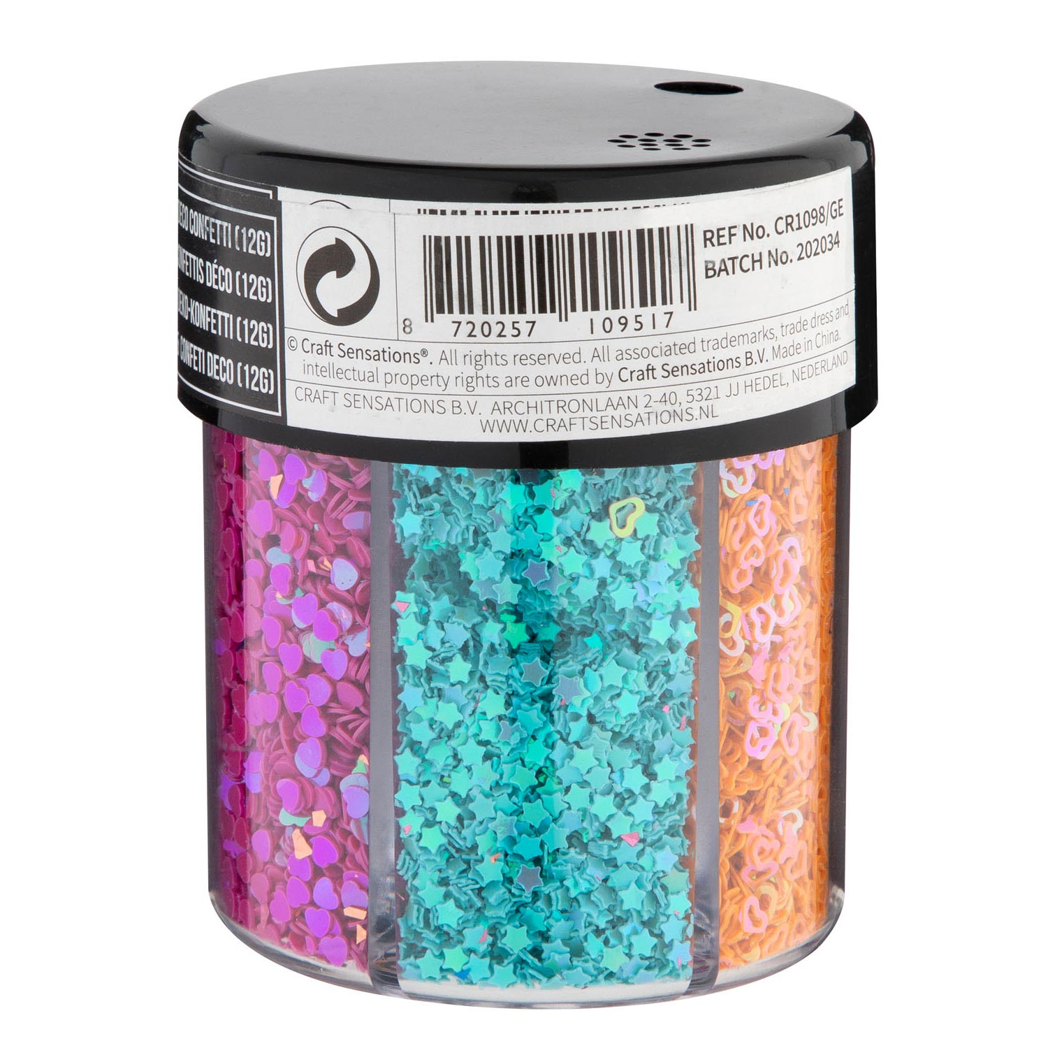 Confettis de décoration en pot, 6 couleurs