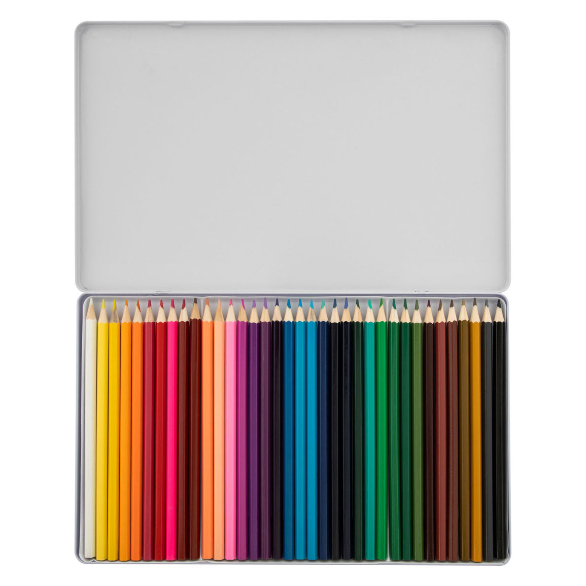 Crayons de couleur en boîte métallique, 36 pcs.