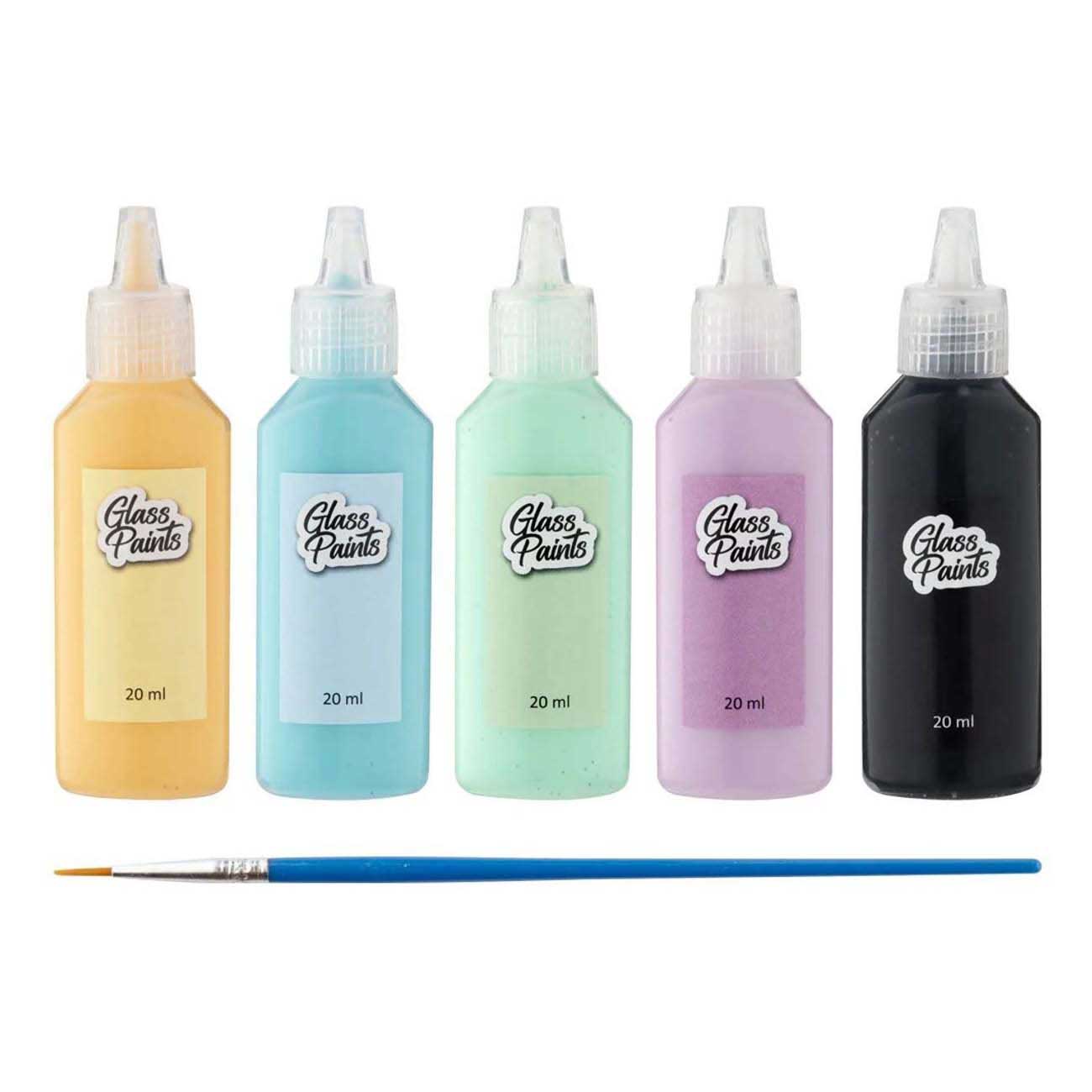 Peinture pour verre avec pinceau, 5x22ml