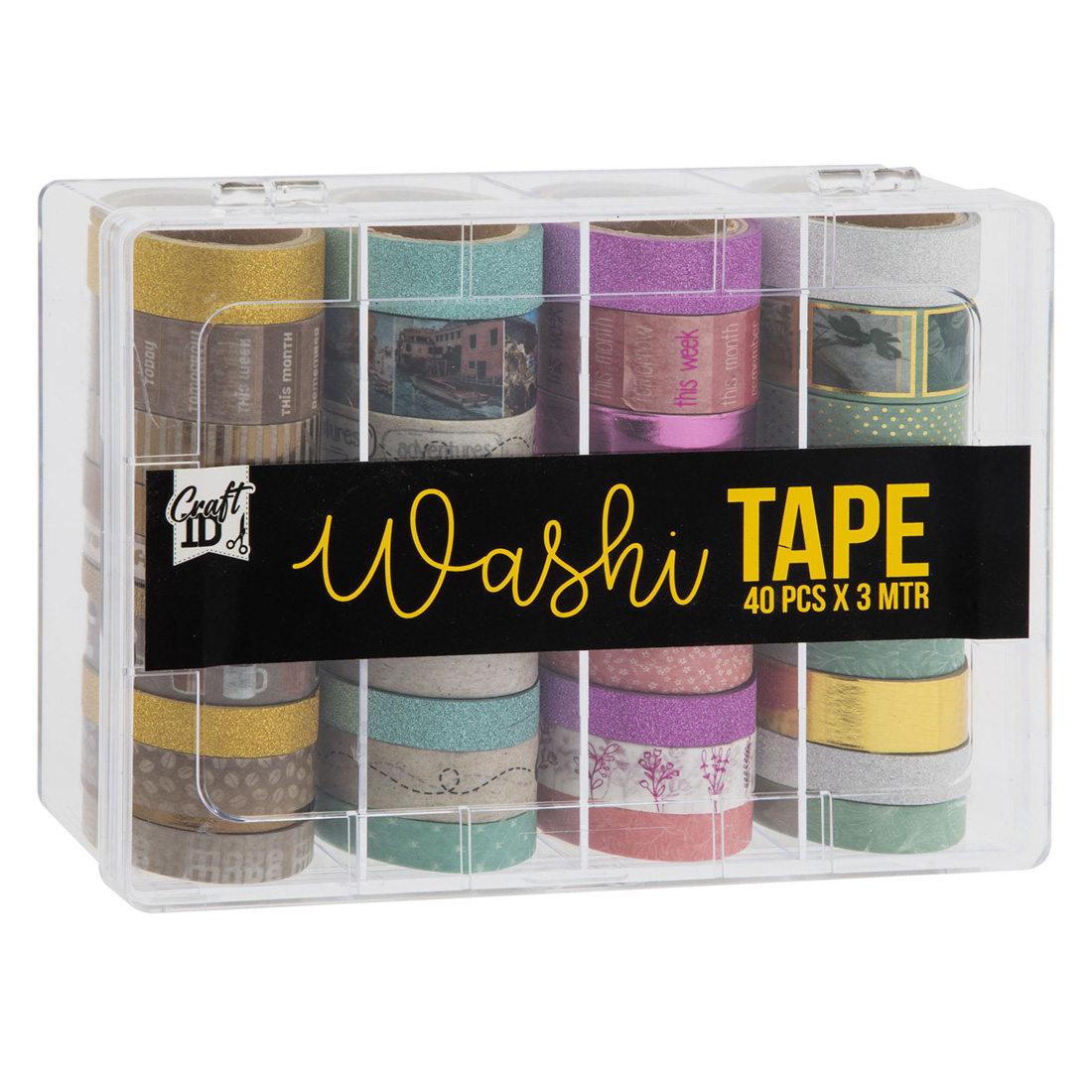 Craft Sensations Washi Tape 40 rollen van elk 3 meter | 2023 Editie | Decoratieve masking tape in 40 unieke ontwerpen voor handwerk, journaling, scrapbooking & meer | Plakrollen in