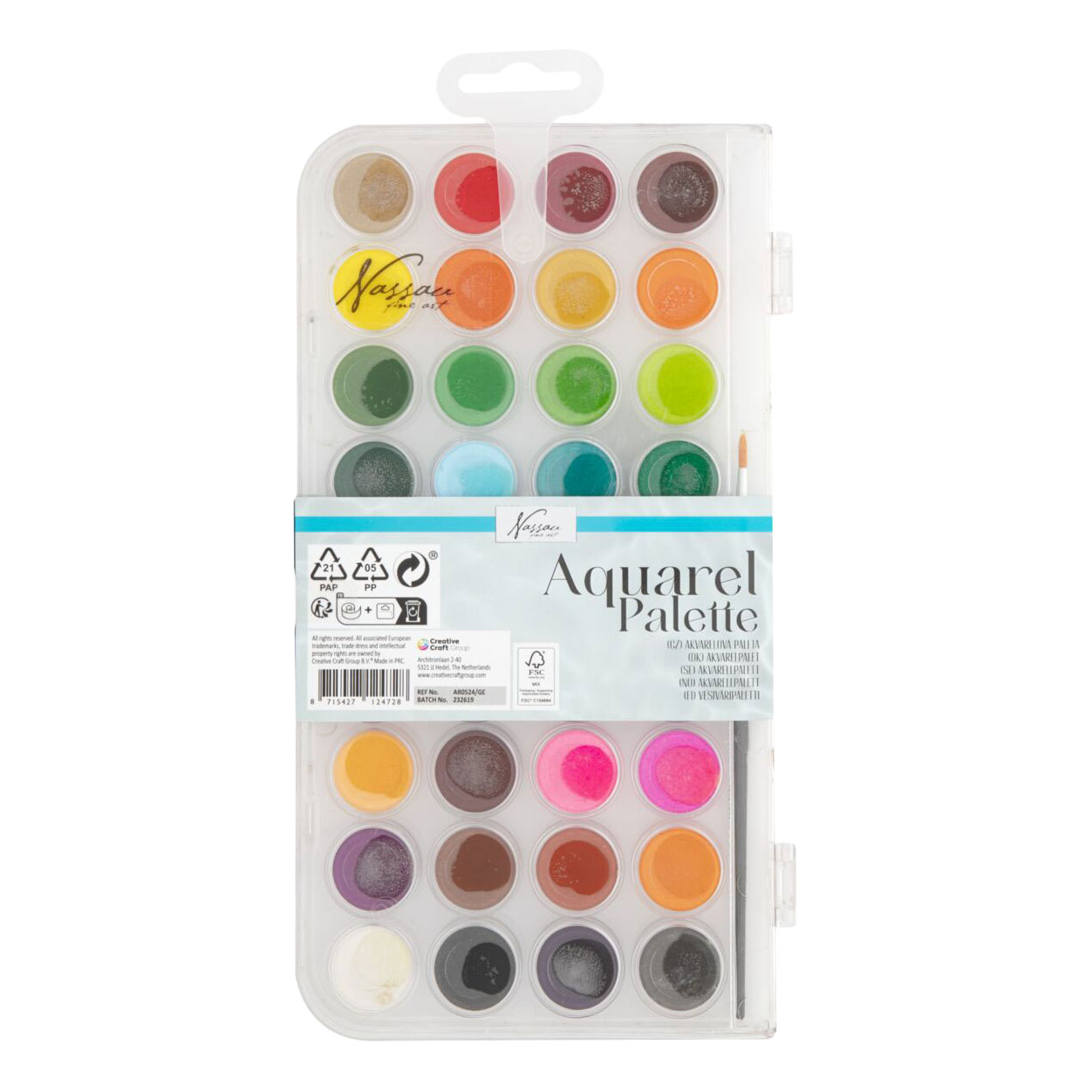 Kleurenpallet Aquarel, 36 Kleuren