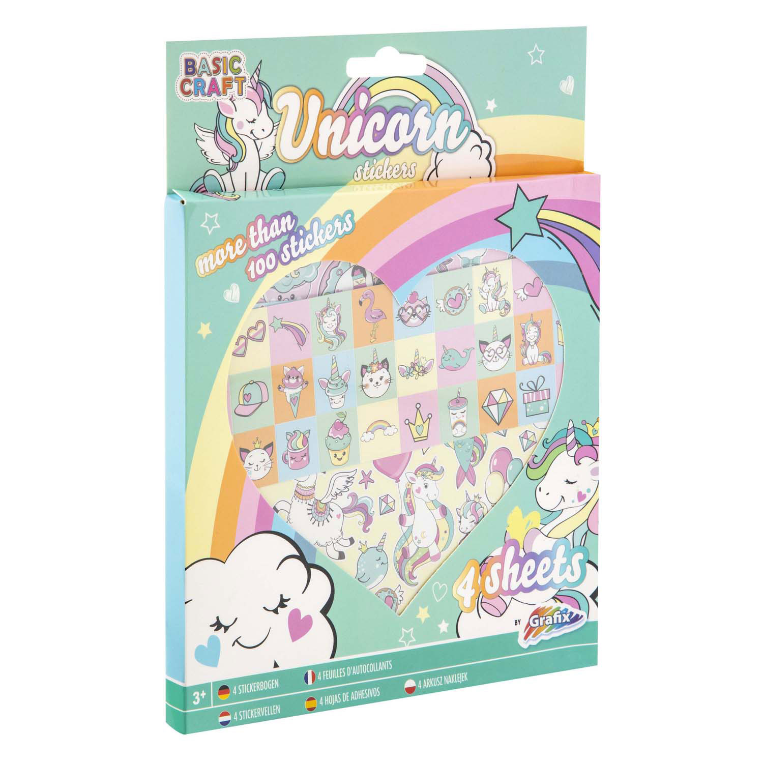 Set d'autocollants Licorne, 100 pcs.