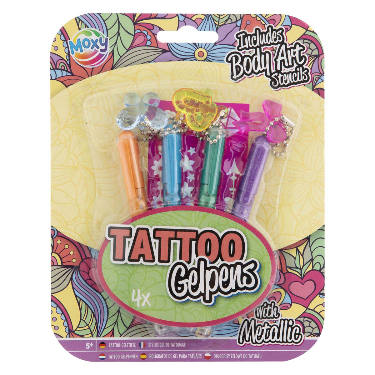 Stylos à gel de tatouage métallisés avec modèle, 4 pcs.