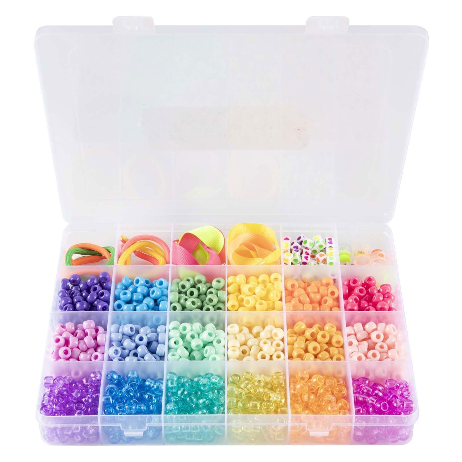 Perles et accessoires pour poney dans une boîte de rangement, 18 couleurs