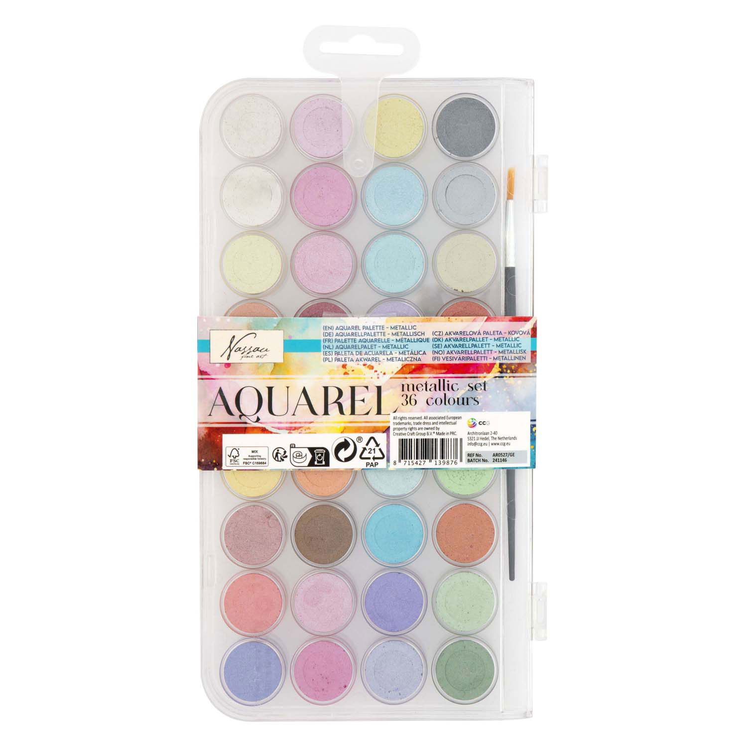 Metallic Aquarel Verfpalet, 36 kleuren