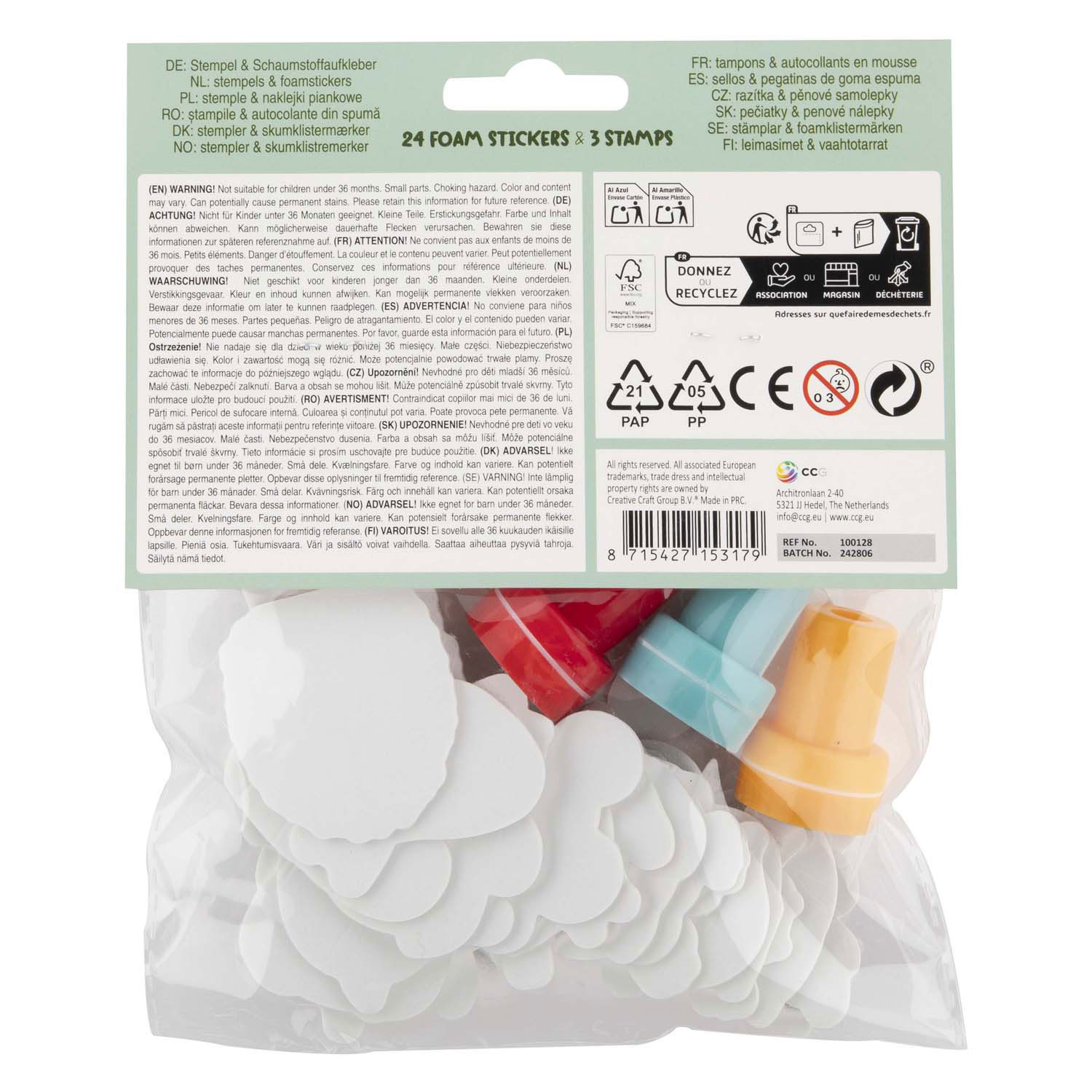 Zelfinktende Stempels, 3st. en Foamstickers