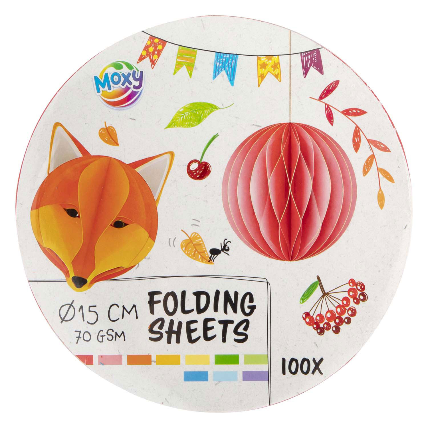 Vouwblaadjes Rond 15cm, 100 Vellen 10 Kleuren