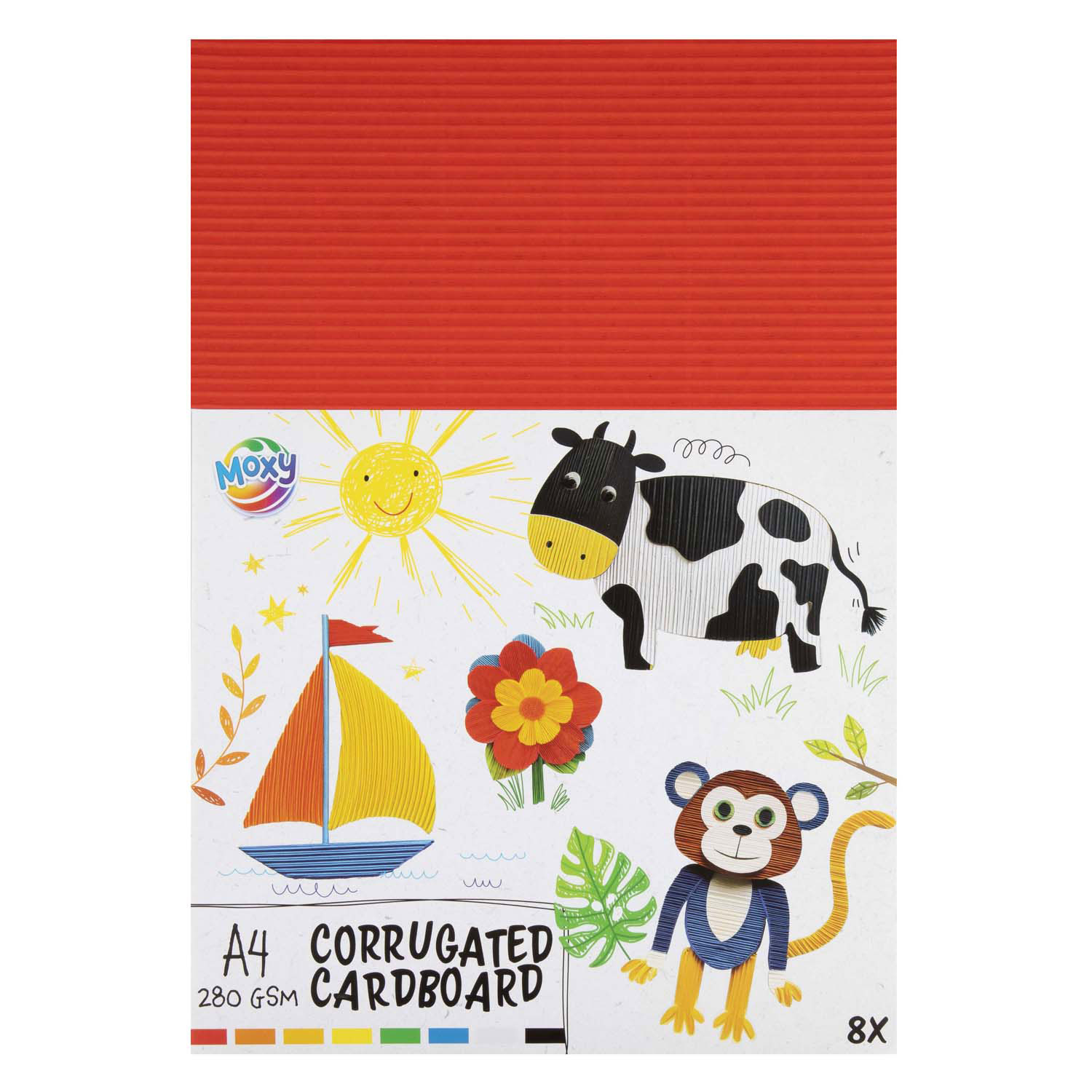 Gerippter Bastelkarton A4, 8 Blatt, 8 Farben