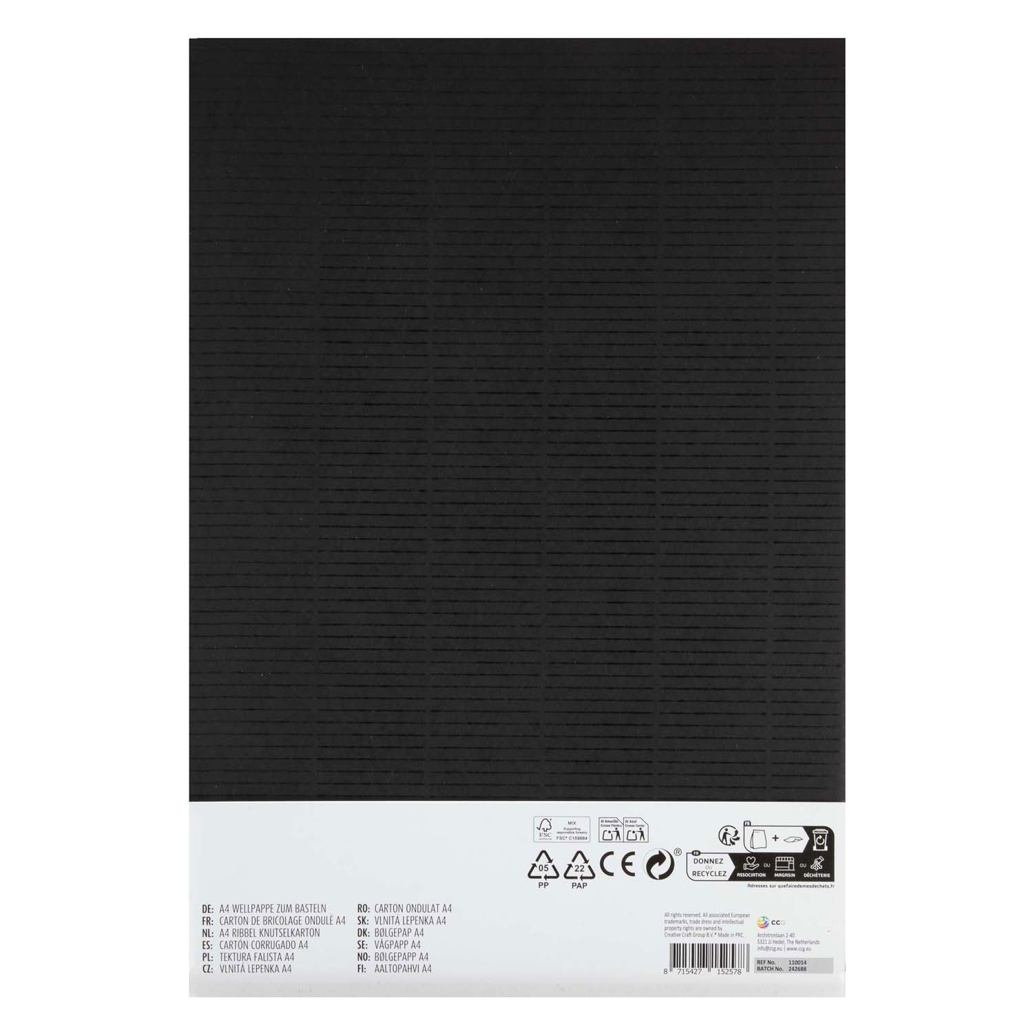 Gerippter Bastelkarton A4, 8 Blatt, 8 Farben