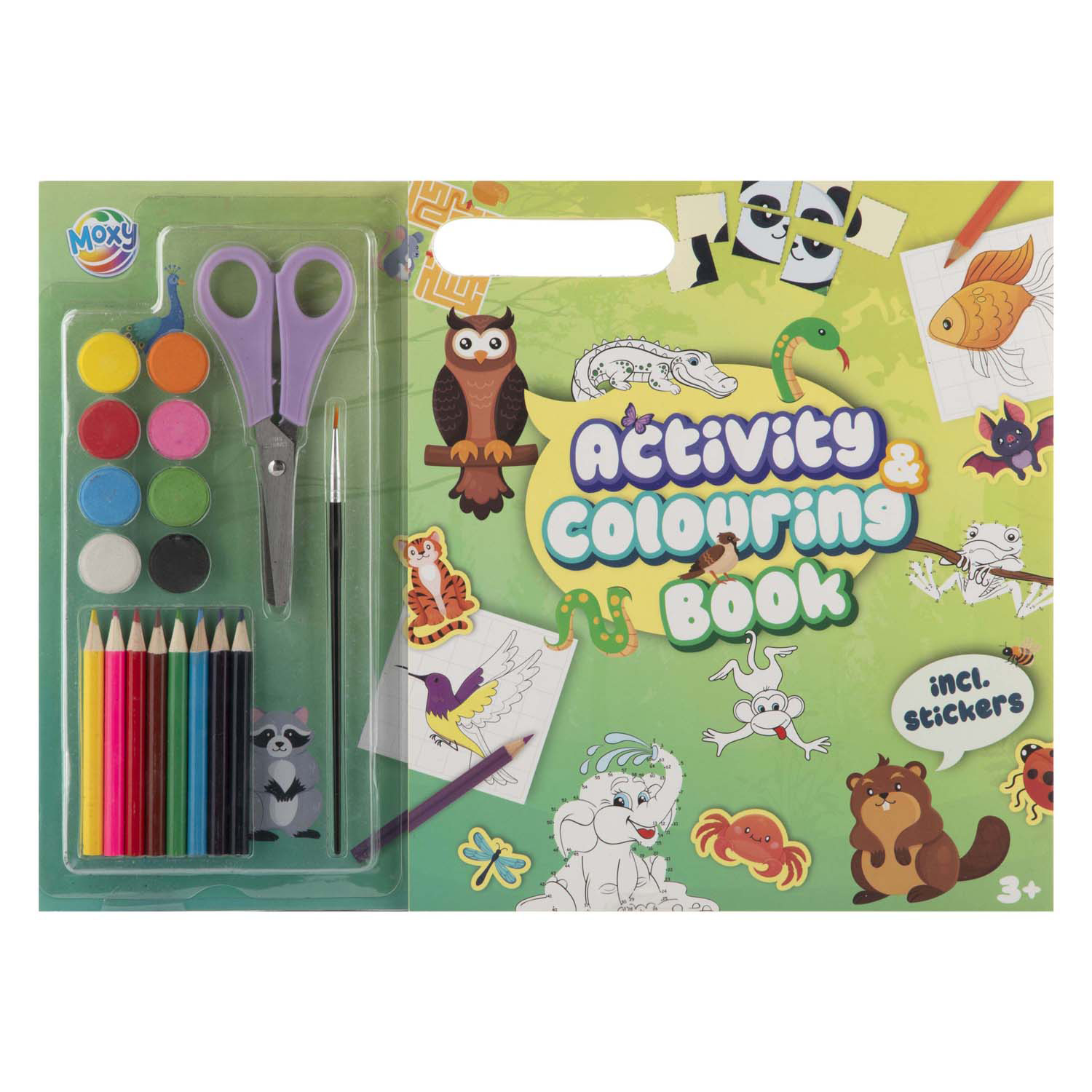 Livre de coloriage et d'activités sur le thème des animaux - Comprend de la peinture, des crayons, des ciseaux et des autocollants