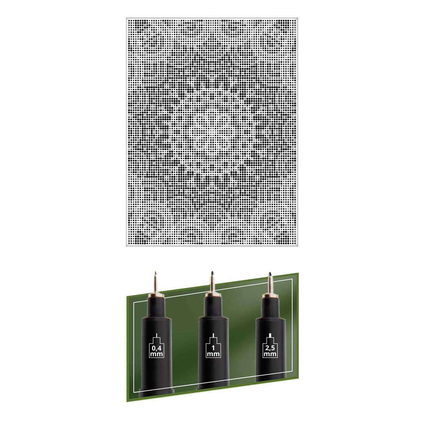 Tableau pointilliste Mandela - 40 x 30 cm - feutres fins inclus