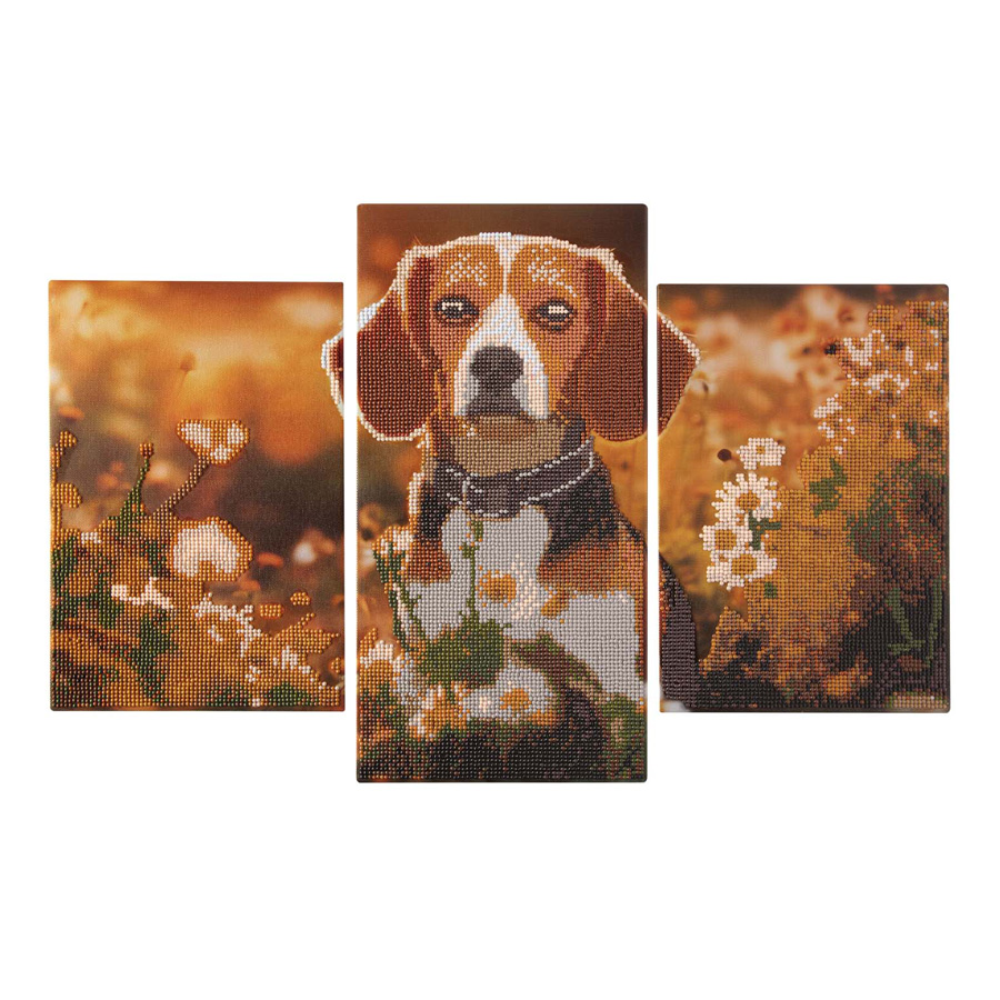 Diamantmalerei-Triptychon-Set - Hund