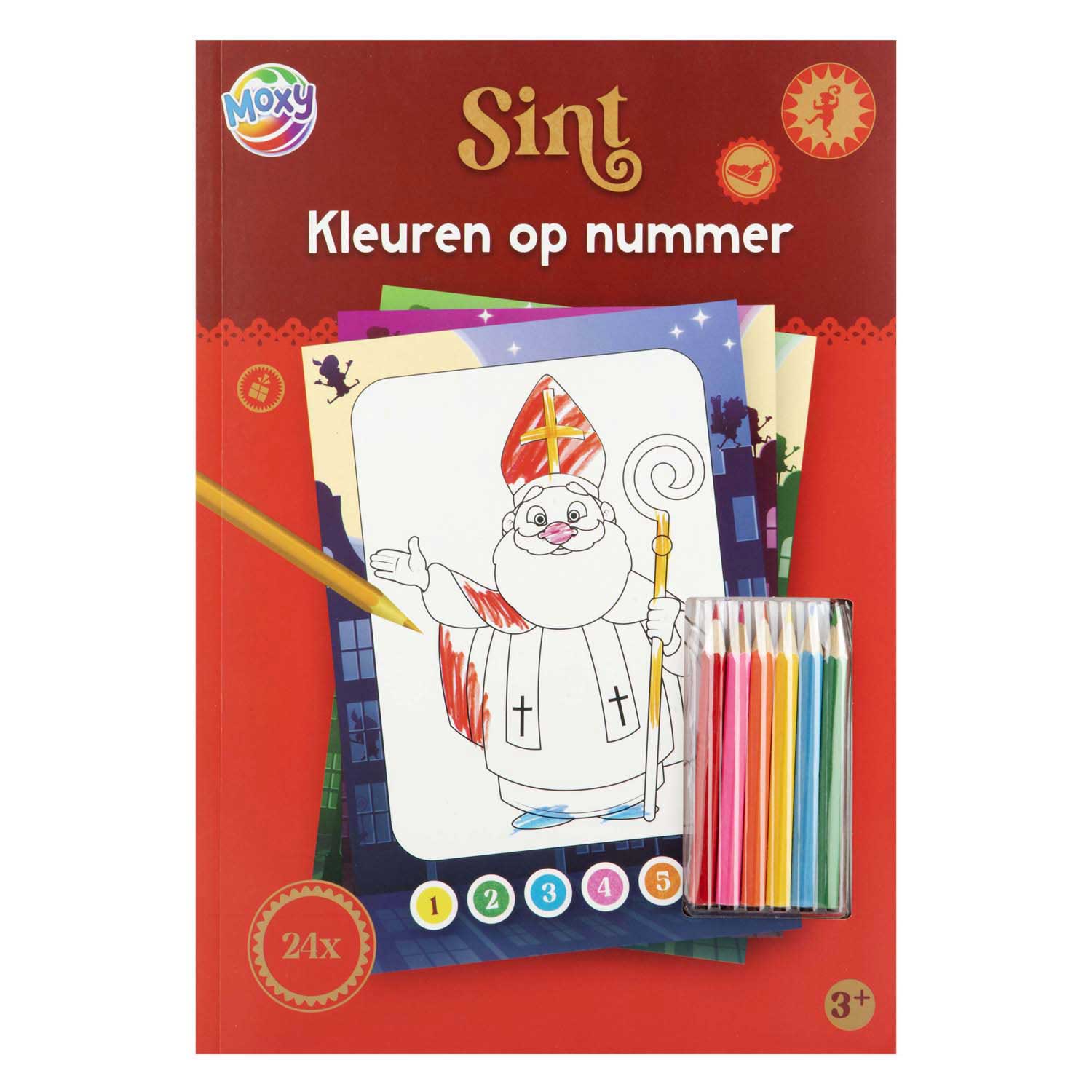 Coloriage par numéros de Saint Nicolas avec 6 crayons