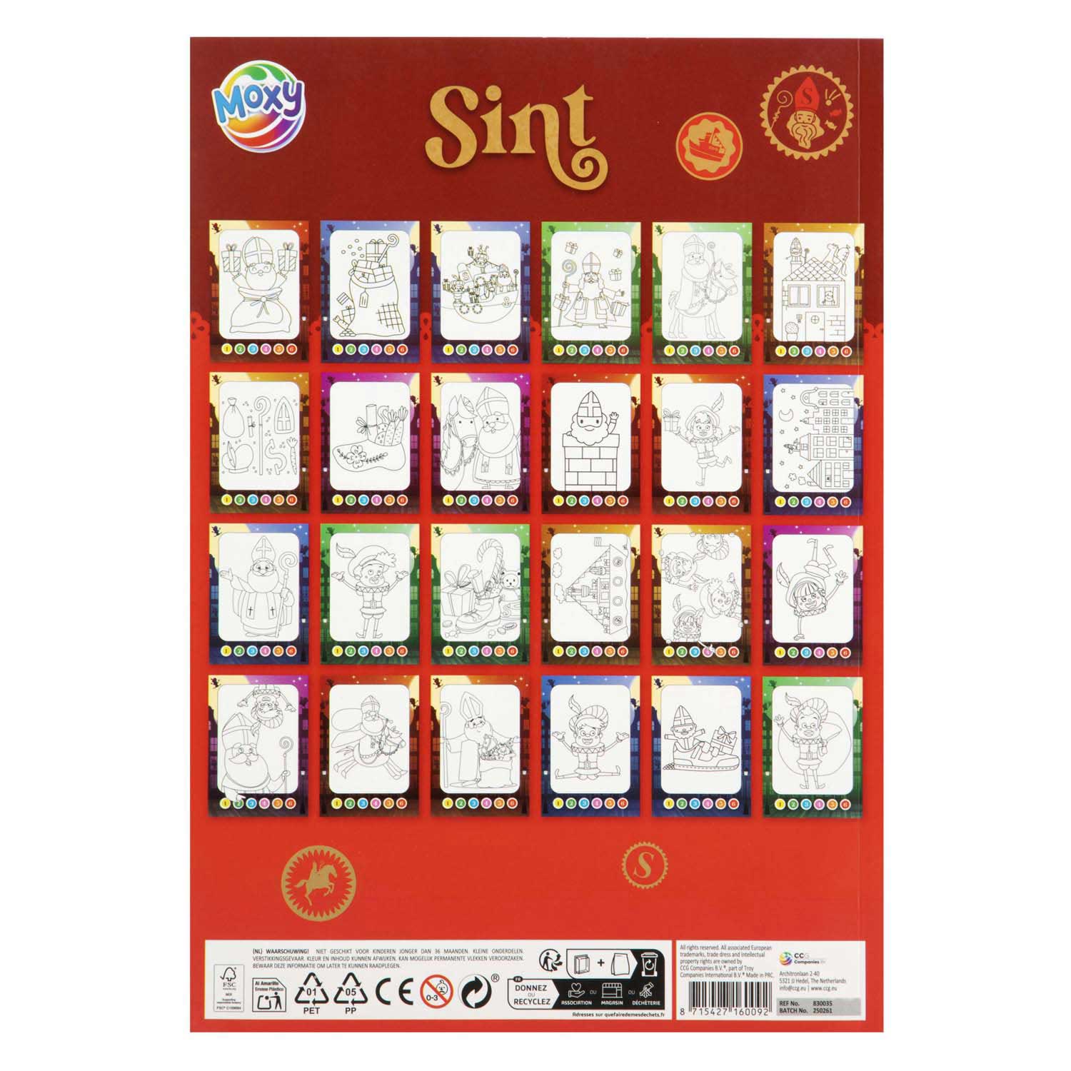 Coloriage par numéros de Saint Nicolas avec 6 crayons