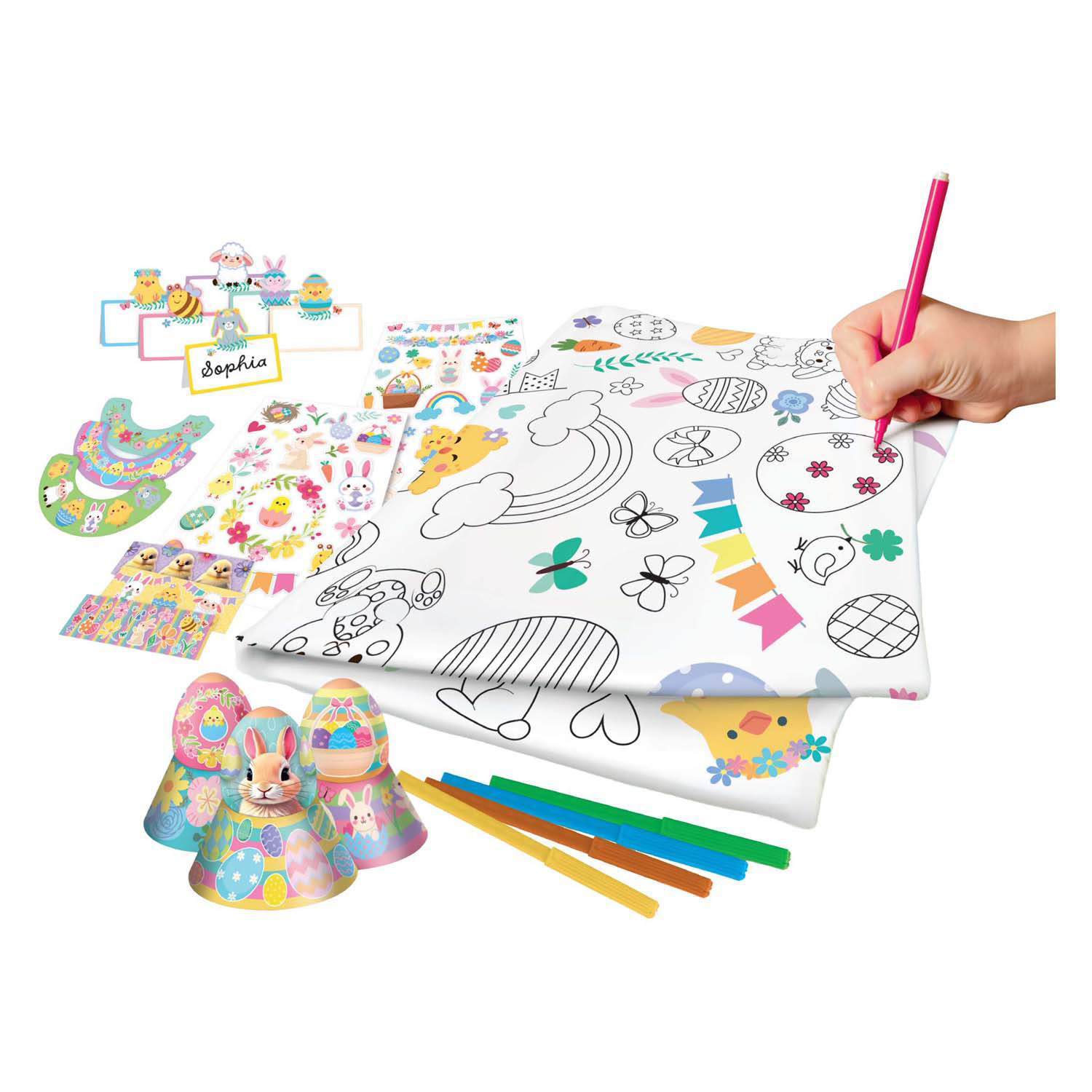 Kleur je Eigen Pasen Tafelkleed, Eierdopjes en Naambordjes