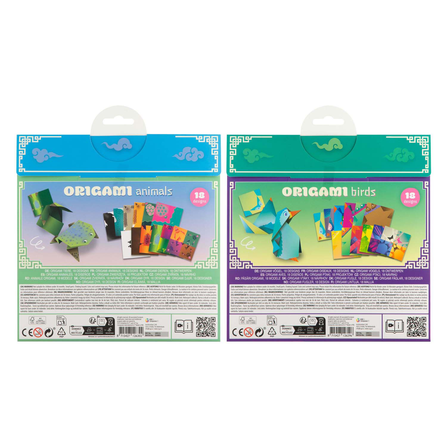 Origami 19,5x19,5cm - 12 Vellen en 18 Designs