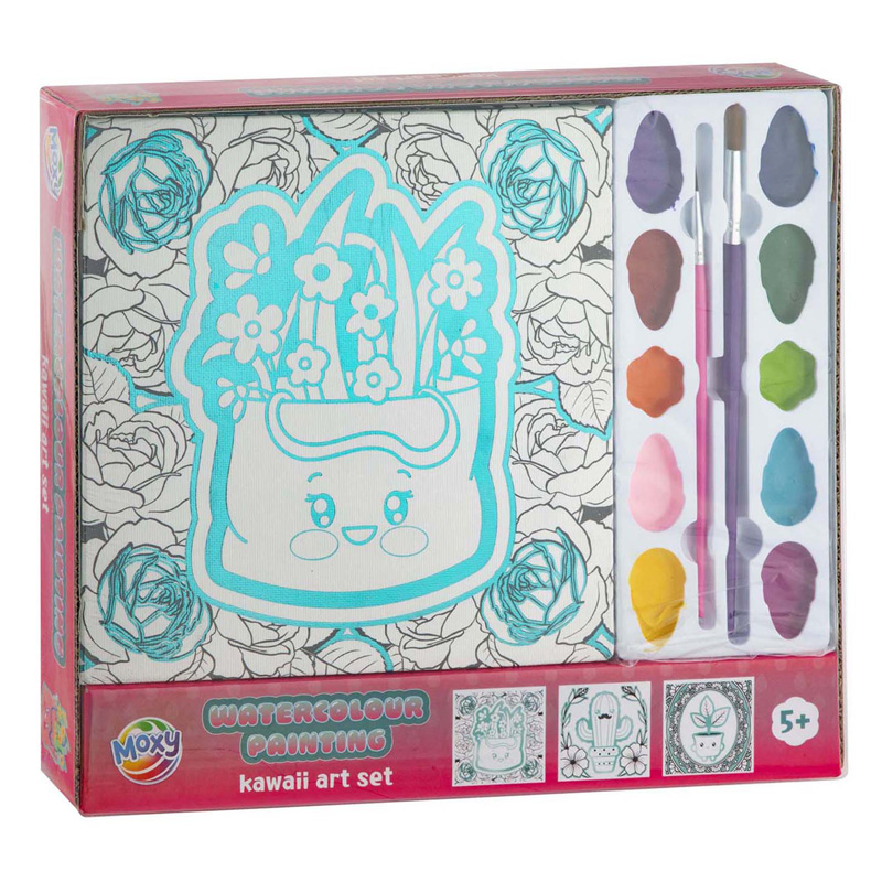 Ensemble de peinture aquarelle Kawaii - 3 toiles de plantes