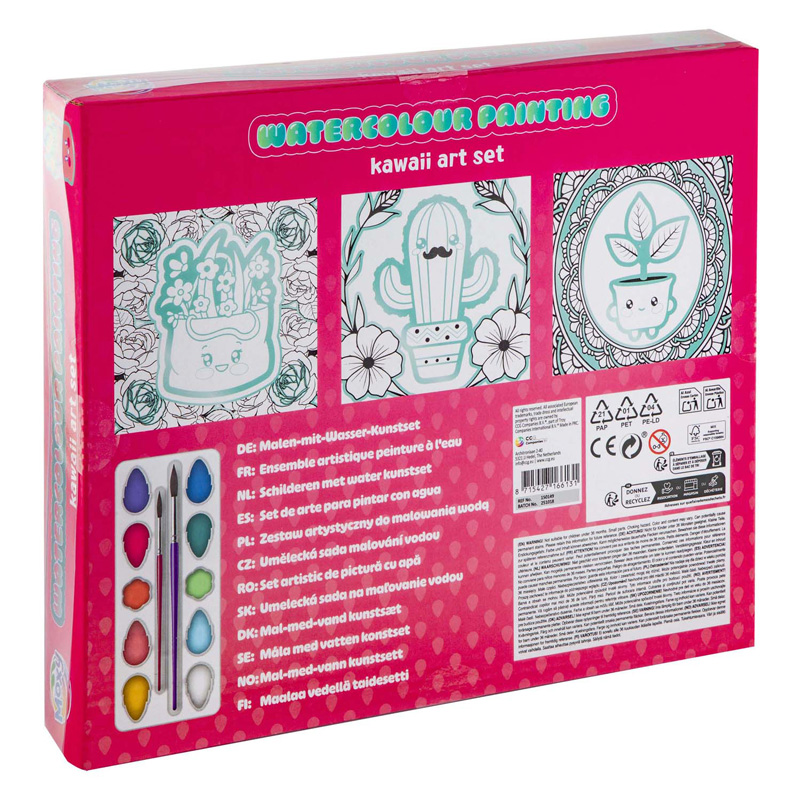 Ensemble de peinture aquarelle Kawaii - 3 toiles de plantes