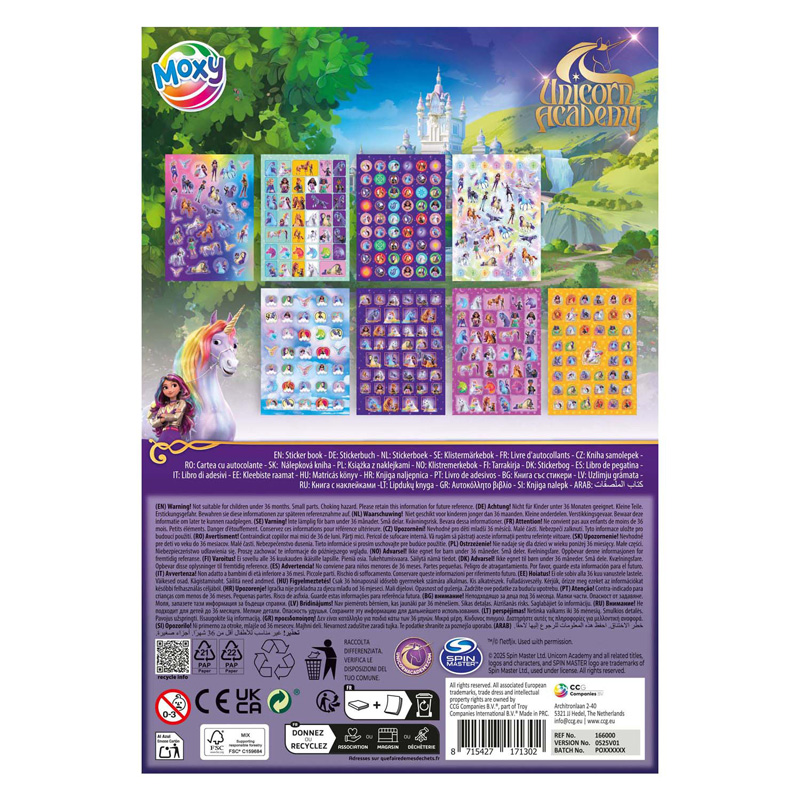 Livre d'autocollants à paillettes Unicorn Academy A5 - 8 feuilles