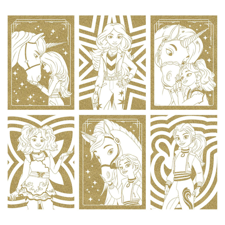 Unicorn Academy Glitterpapier Kleurplaten A4 - 6 Vellen