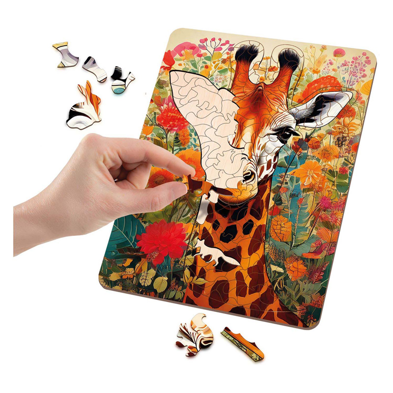 Houten Puzzel Giraf - Unieke Vormen - 130st.