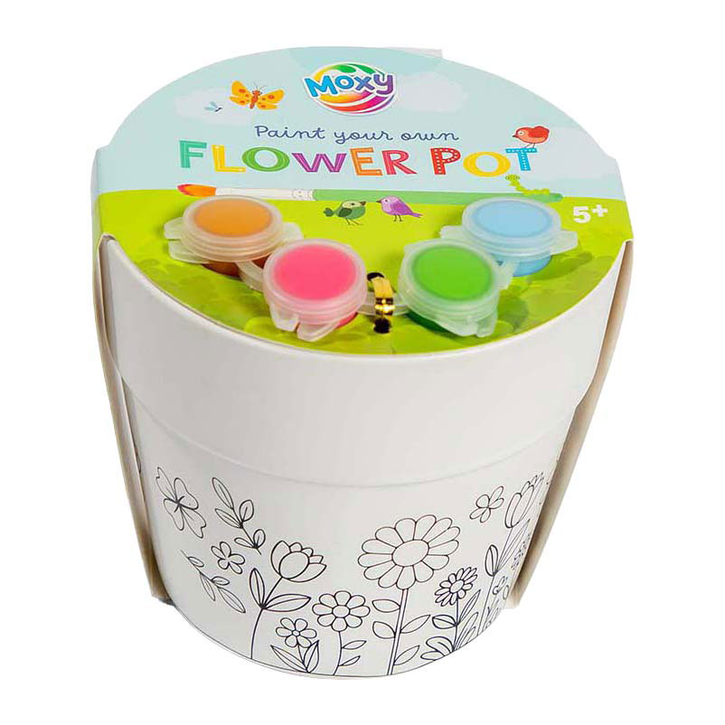 Verf-je-eigen Bloempot - incl. 4 Verfkleuren & 1 Kwast
