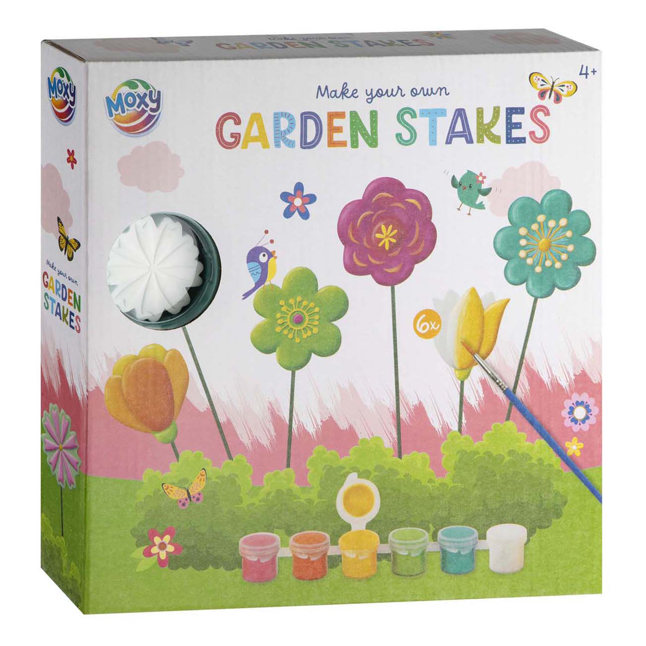 Créez vos propres brochettes de jardin avec 6 couleurs de peinture et 1 pinceau inclus.